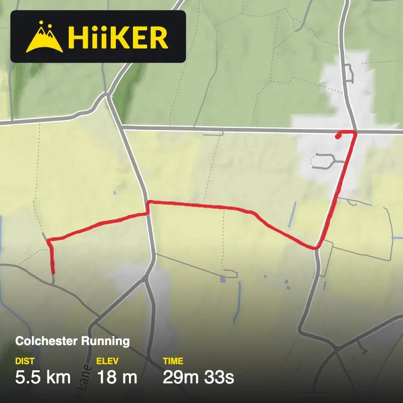 A map preview of the recording 30min run: Malting Farm Lane .