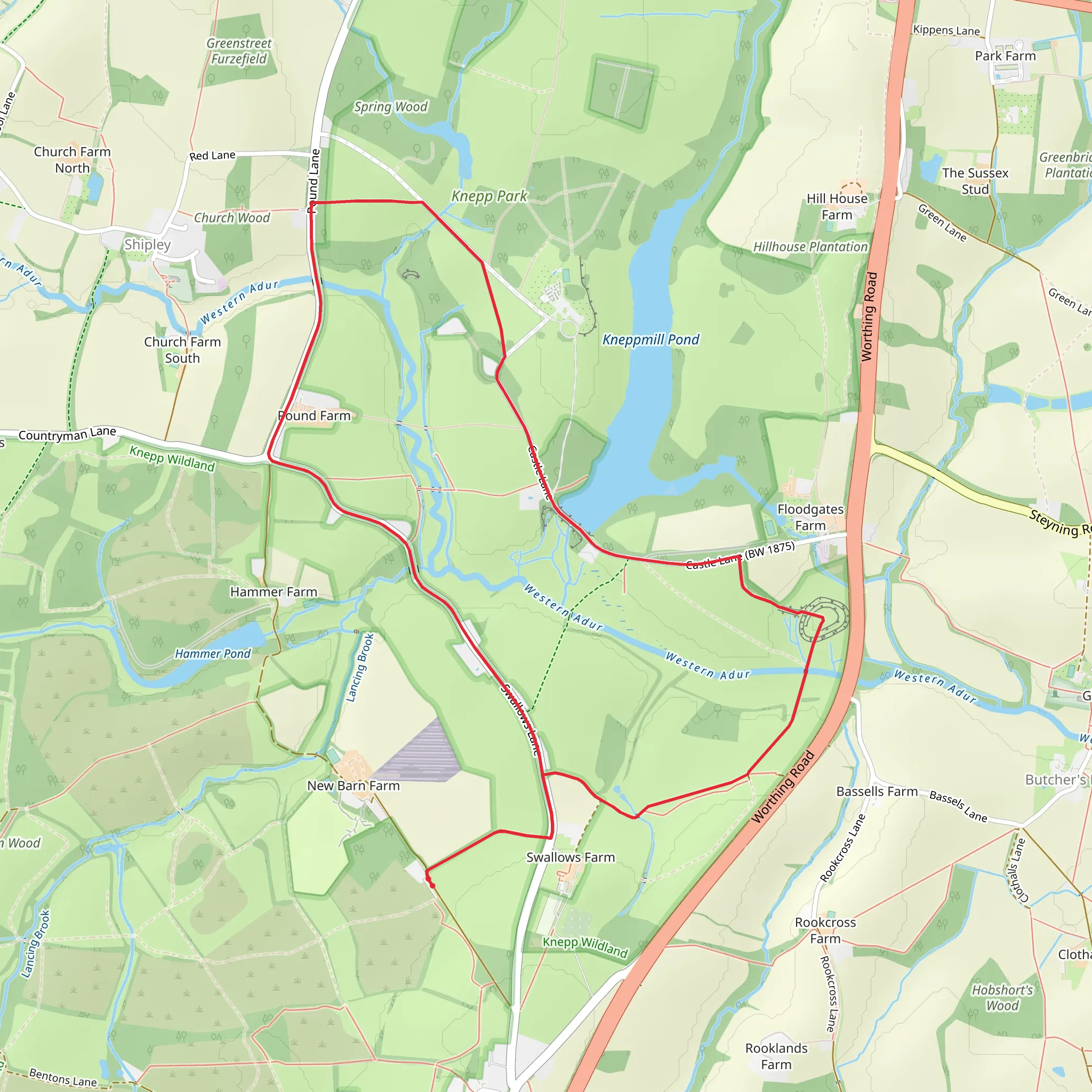 Knepp Castle Loop mobile static map
