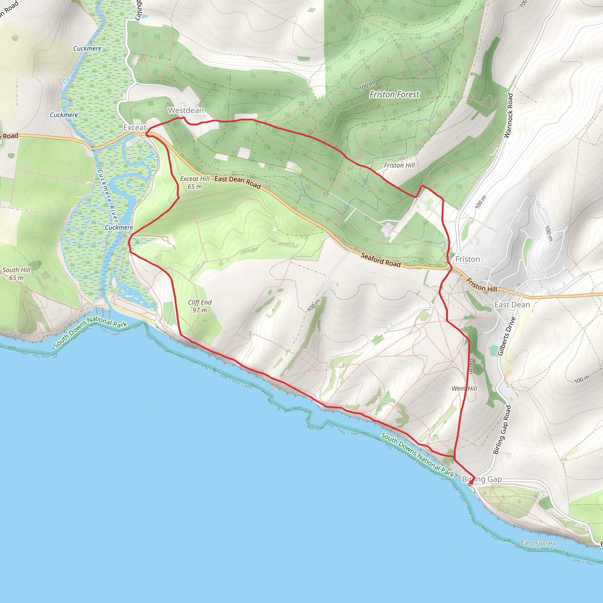 Seven Sisters Country Park Loop mobile static map