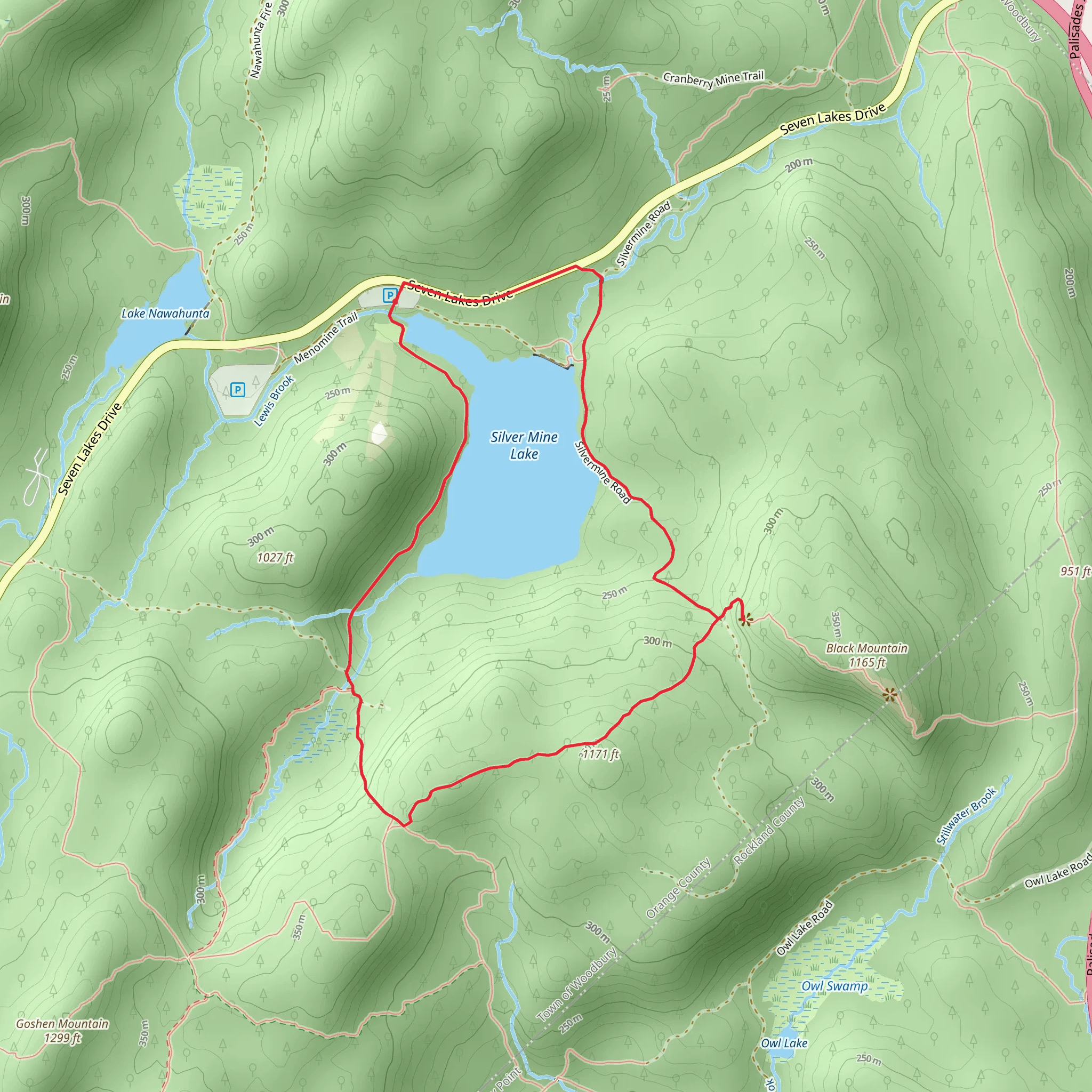 Silver Mine Lake Loop mobile static map