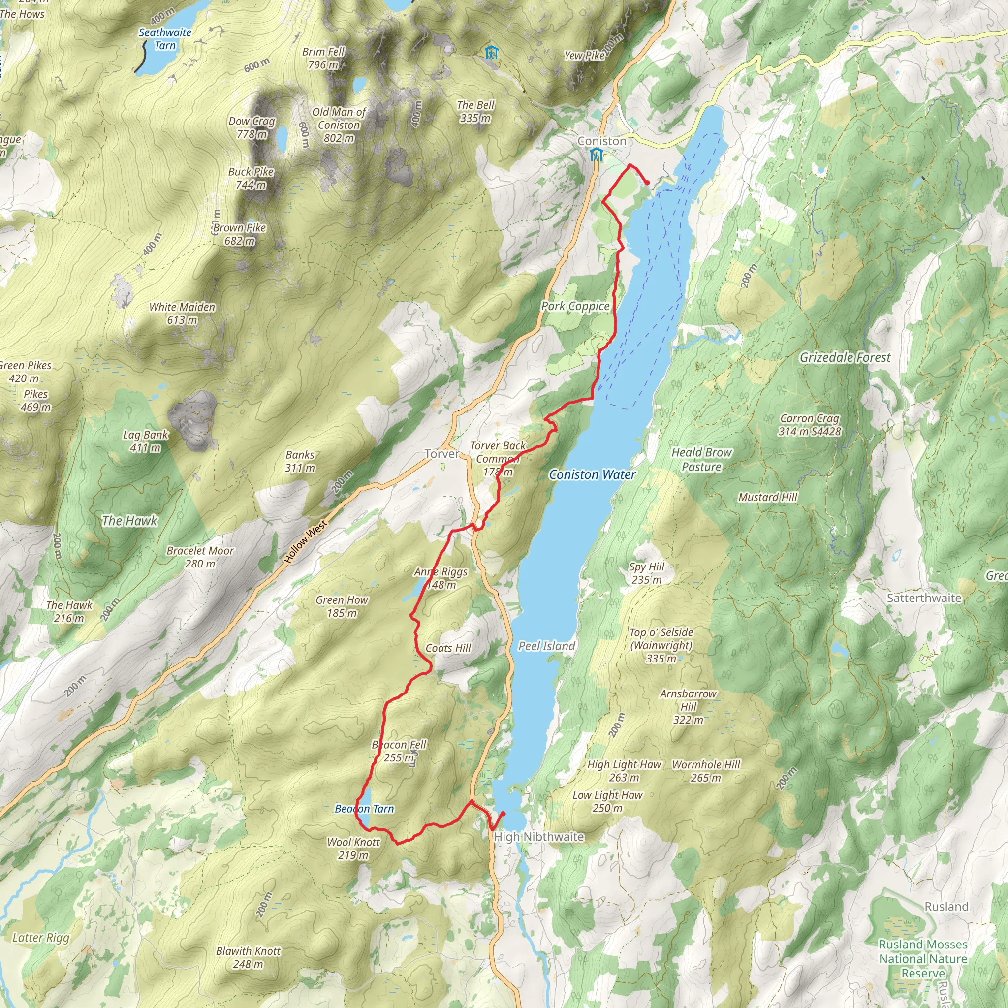 Lake Bank to Haws Bank Walk - Coniston mobile static map