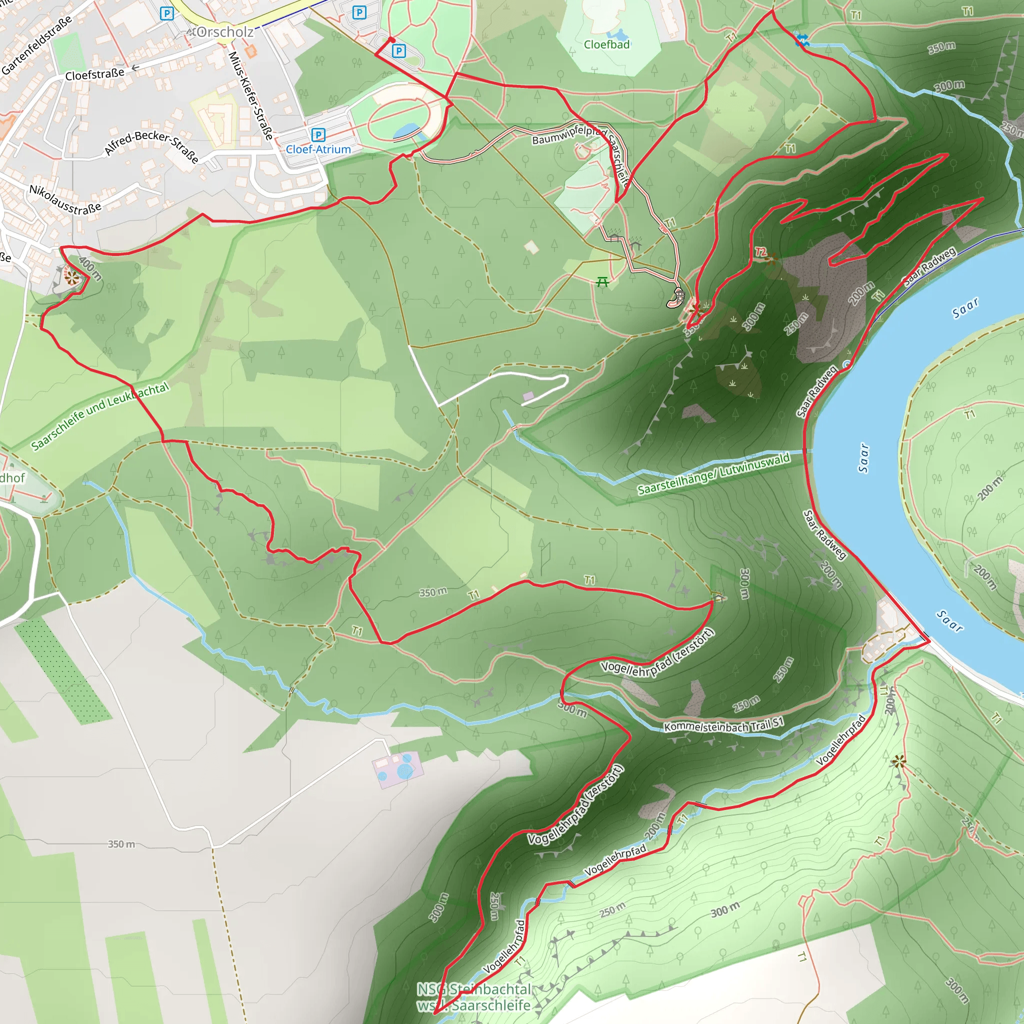 Cloefpfad and Vogellehrpfad Loop mobile static map