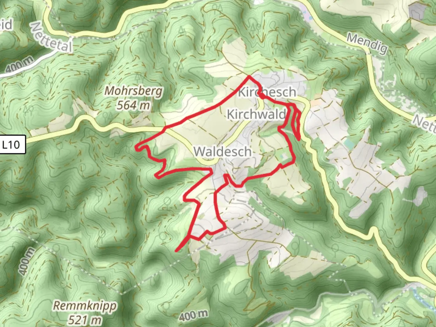 An image depicting the trail Nitzblick Loop and its surrounding area.