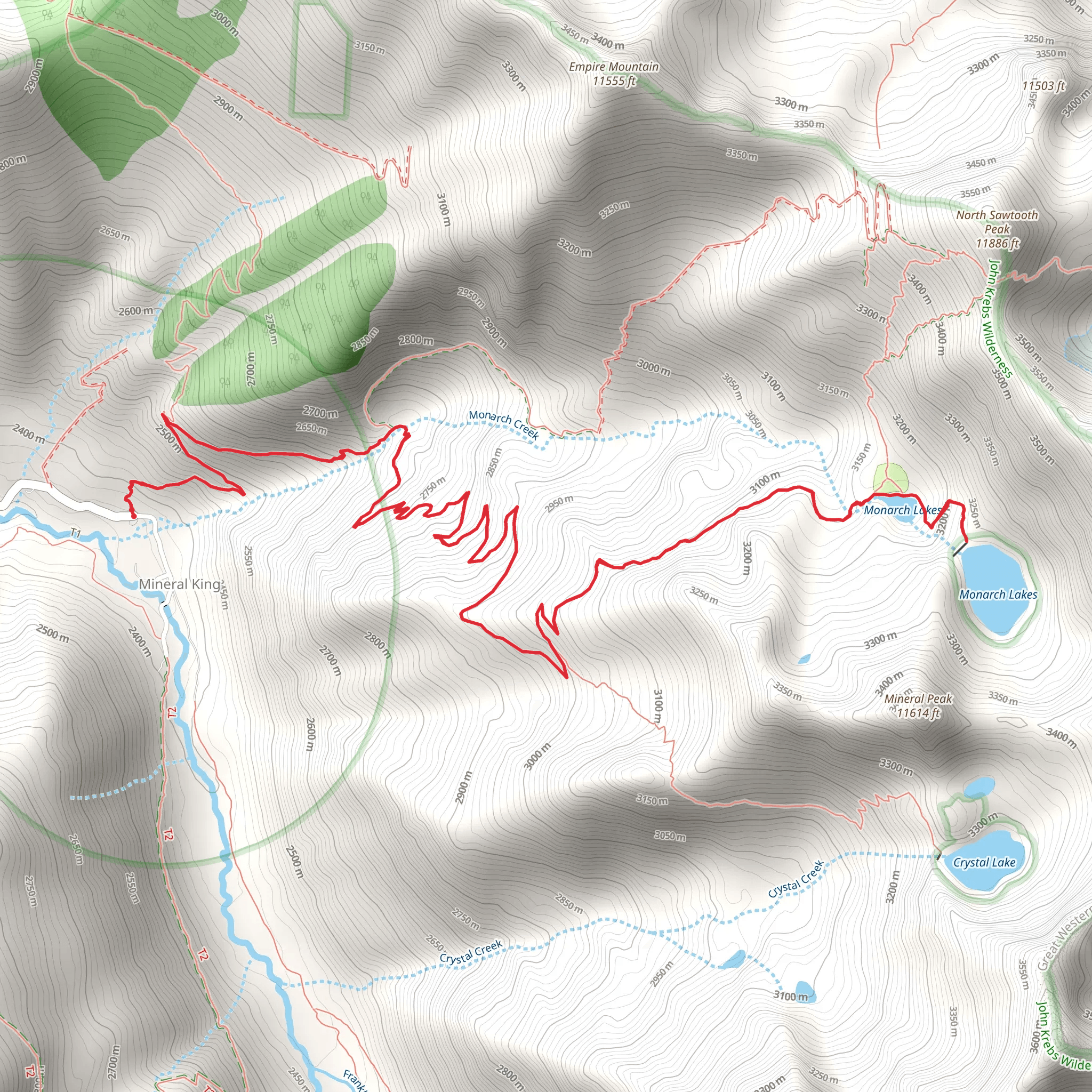 Monarch Lakes Trail mobile static map