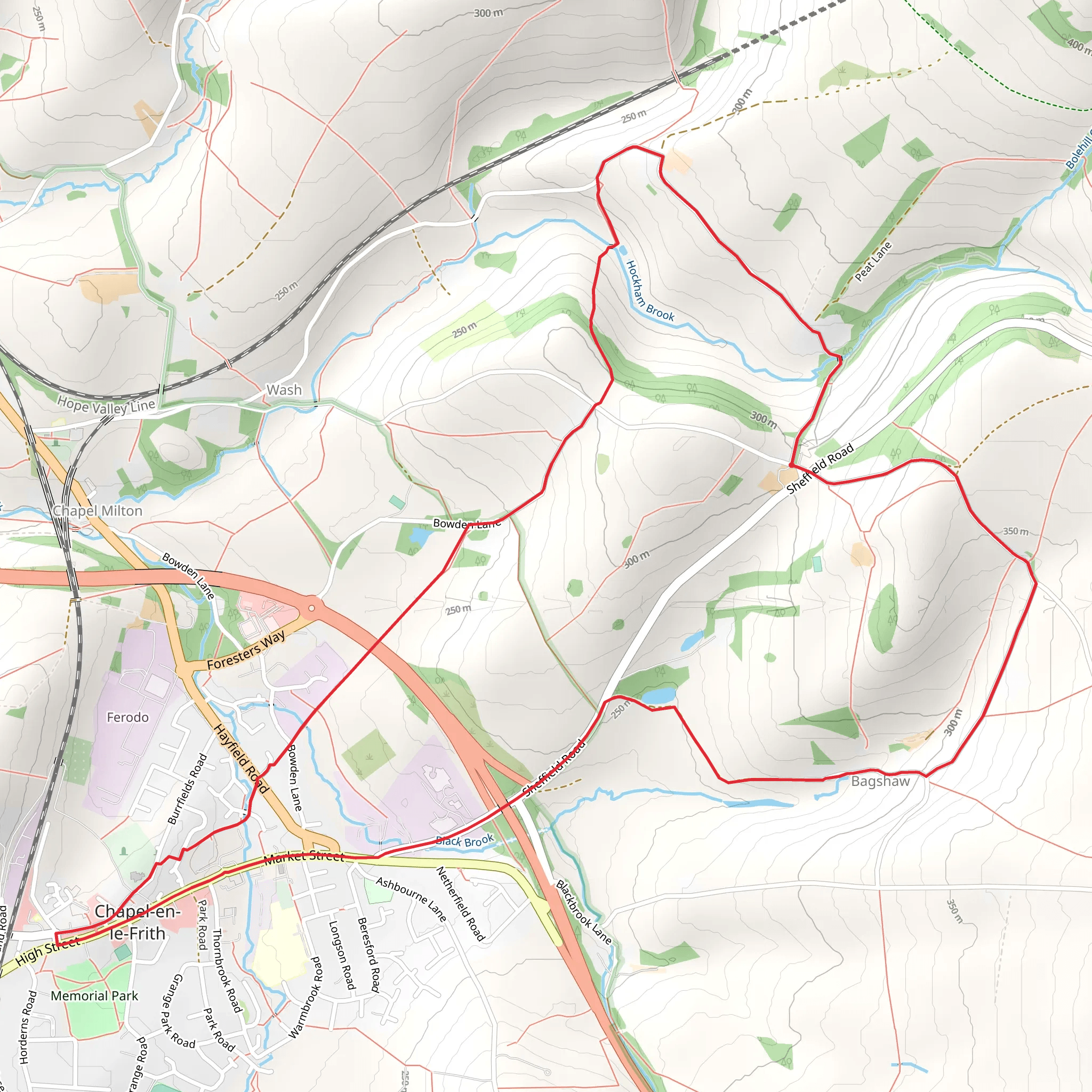 The Five Halls Walk - Chapel-en-le-Frith - Walking Route mobile static map