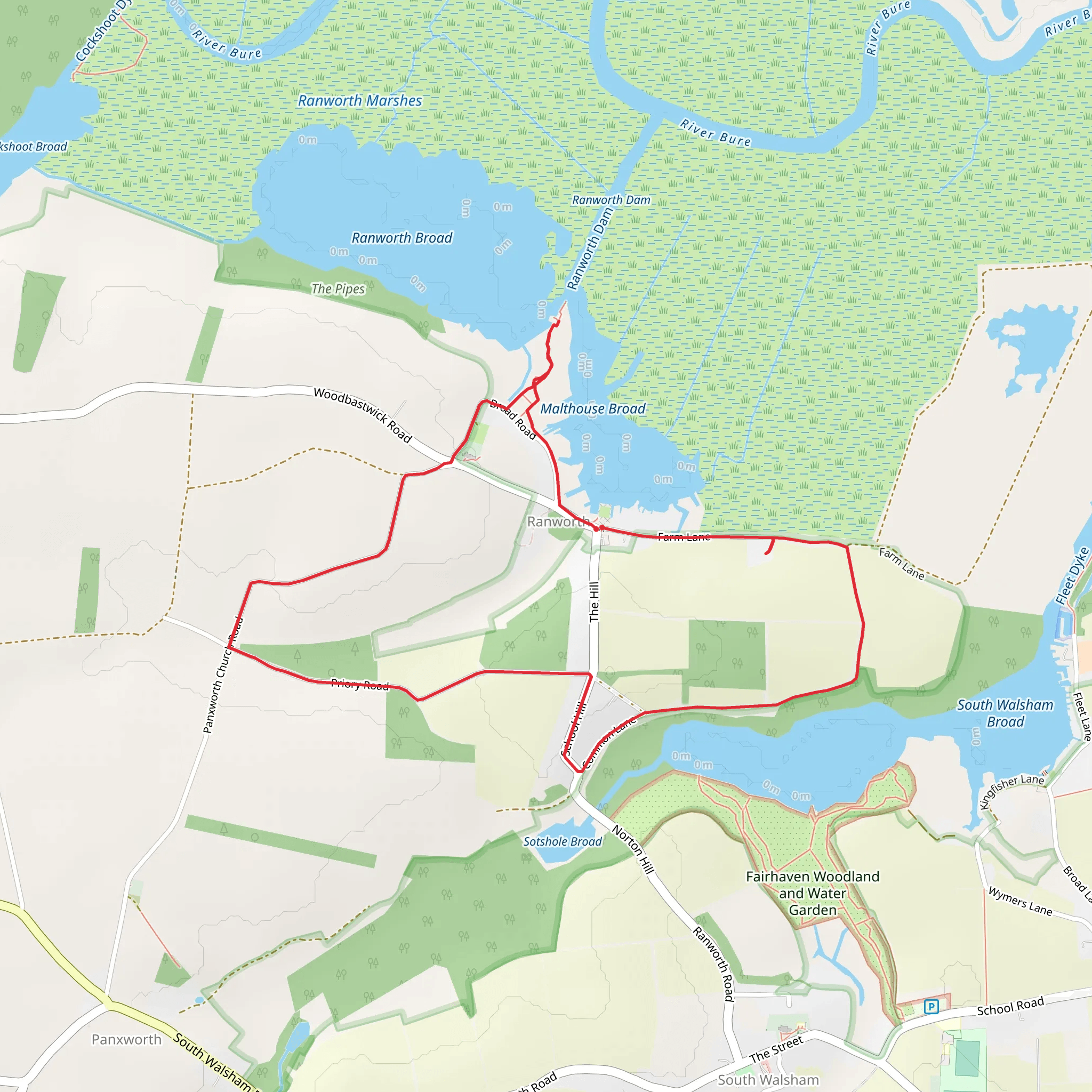 South Walsham Broad and Malthouse Broad Loop mobile static map