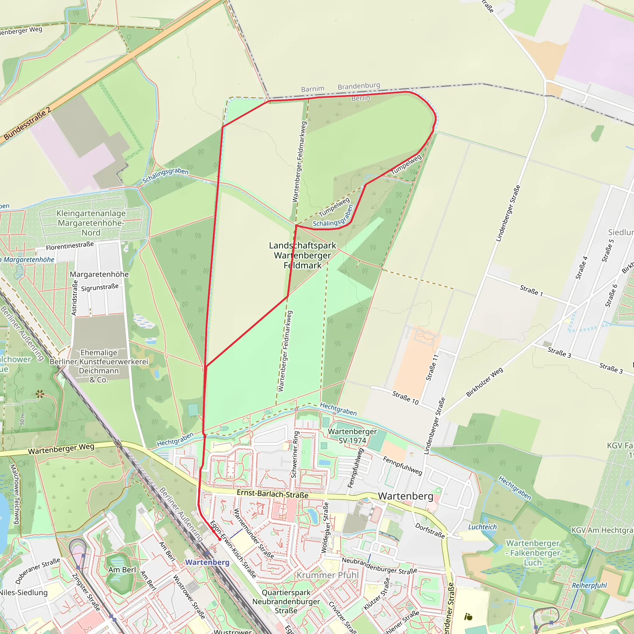 Landschaftspark Wartenberger Feldmark Loop from Wartenberg mobile static map