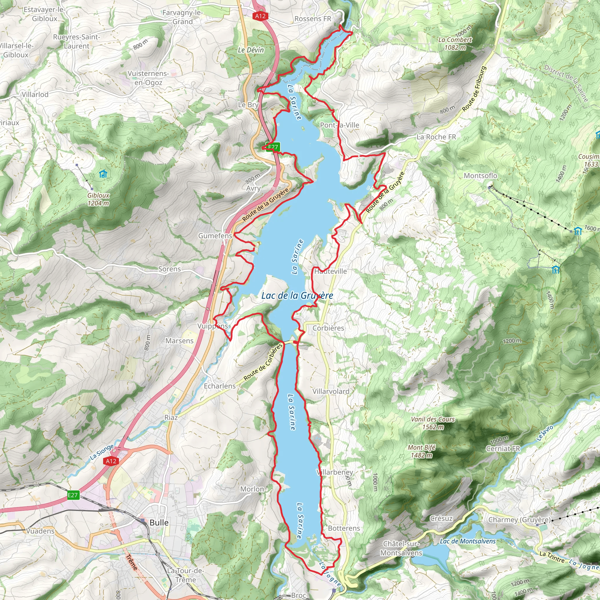 Sentier du Lac de la Gruyère mobile static map