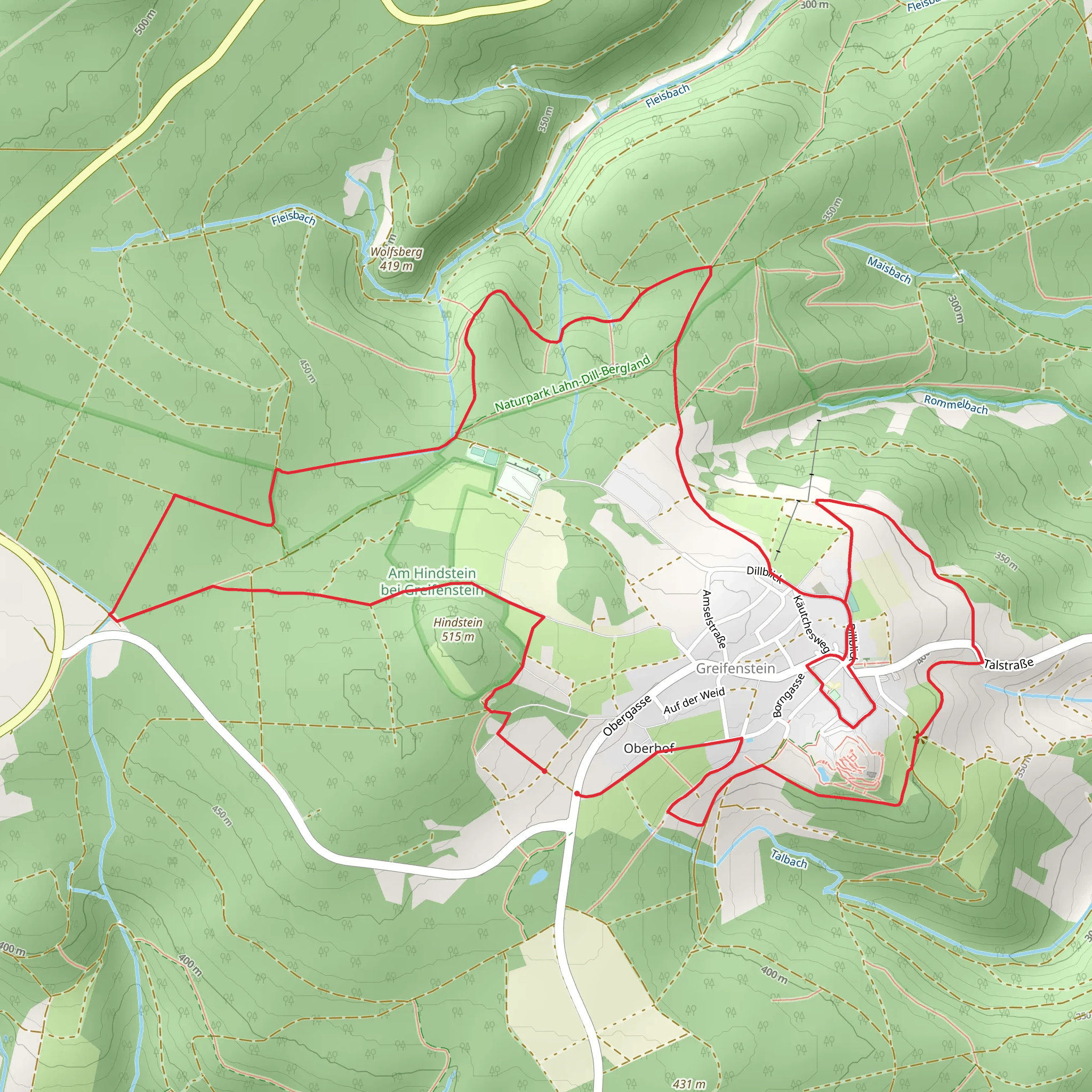 Burg Greifenstein Weg mobile static map