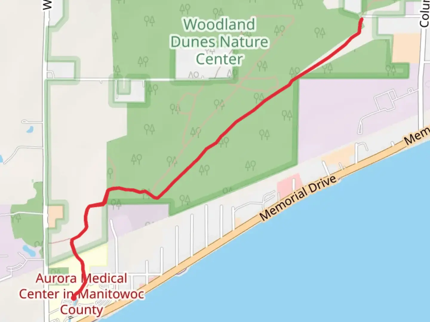 An image depicting the trail Ice Age Trail from Woodland Drive and its surrounding area.