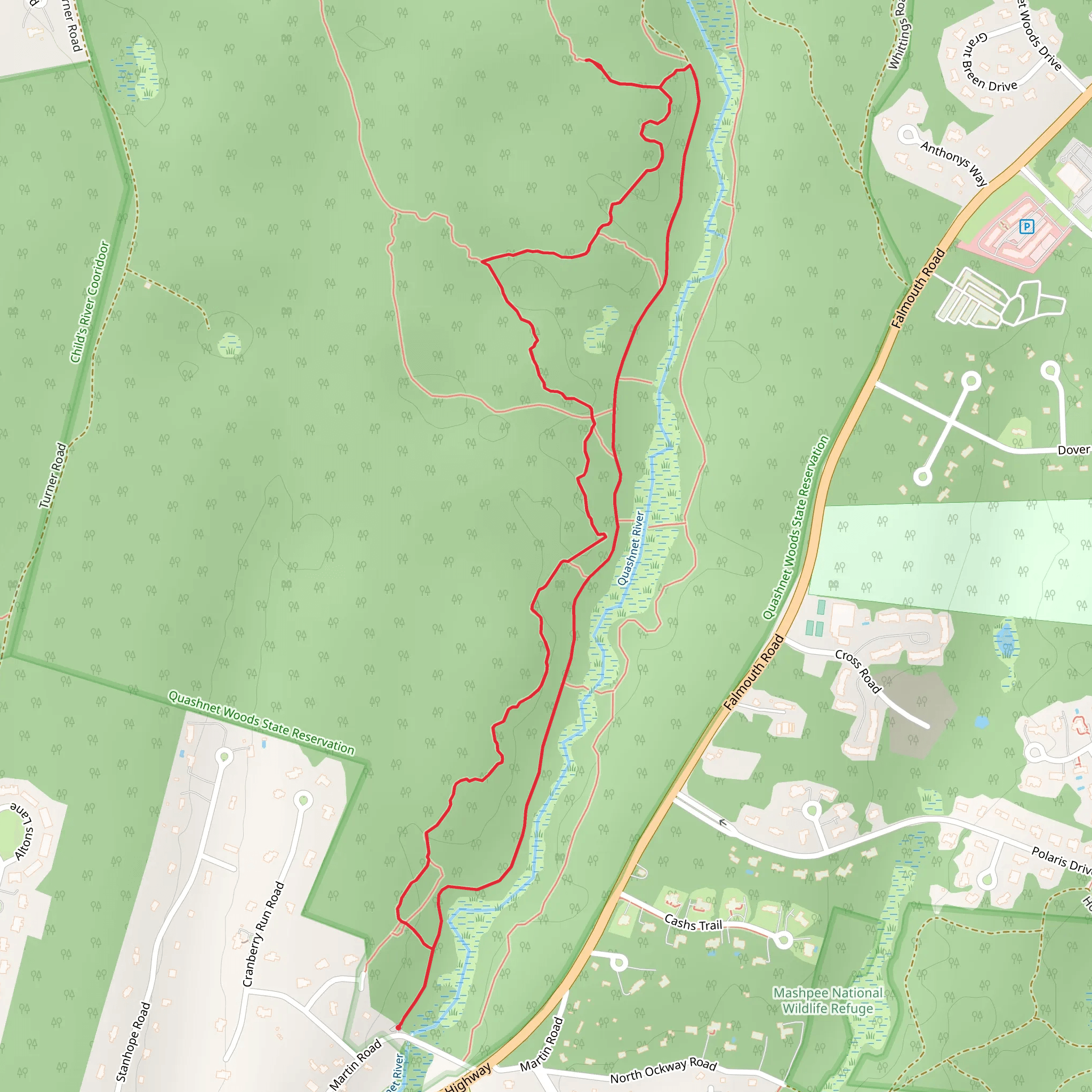 Quashnet River from Martin Road mobile static map