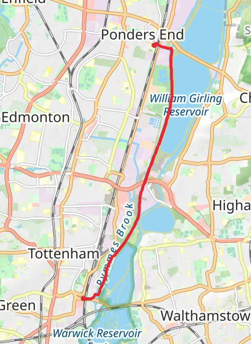 London - Ponders End to Tottenham Hale mobile static map