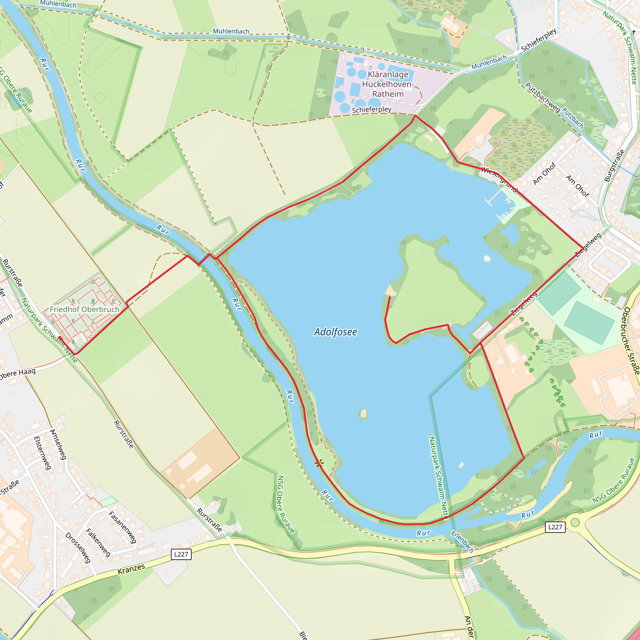 Adolfosee Loop via Friedhof Oberbruch mobile static map