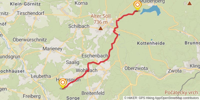 Kammweg Erzgebirge - Vogtland stage 12 Map