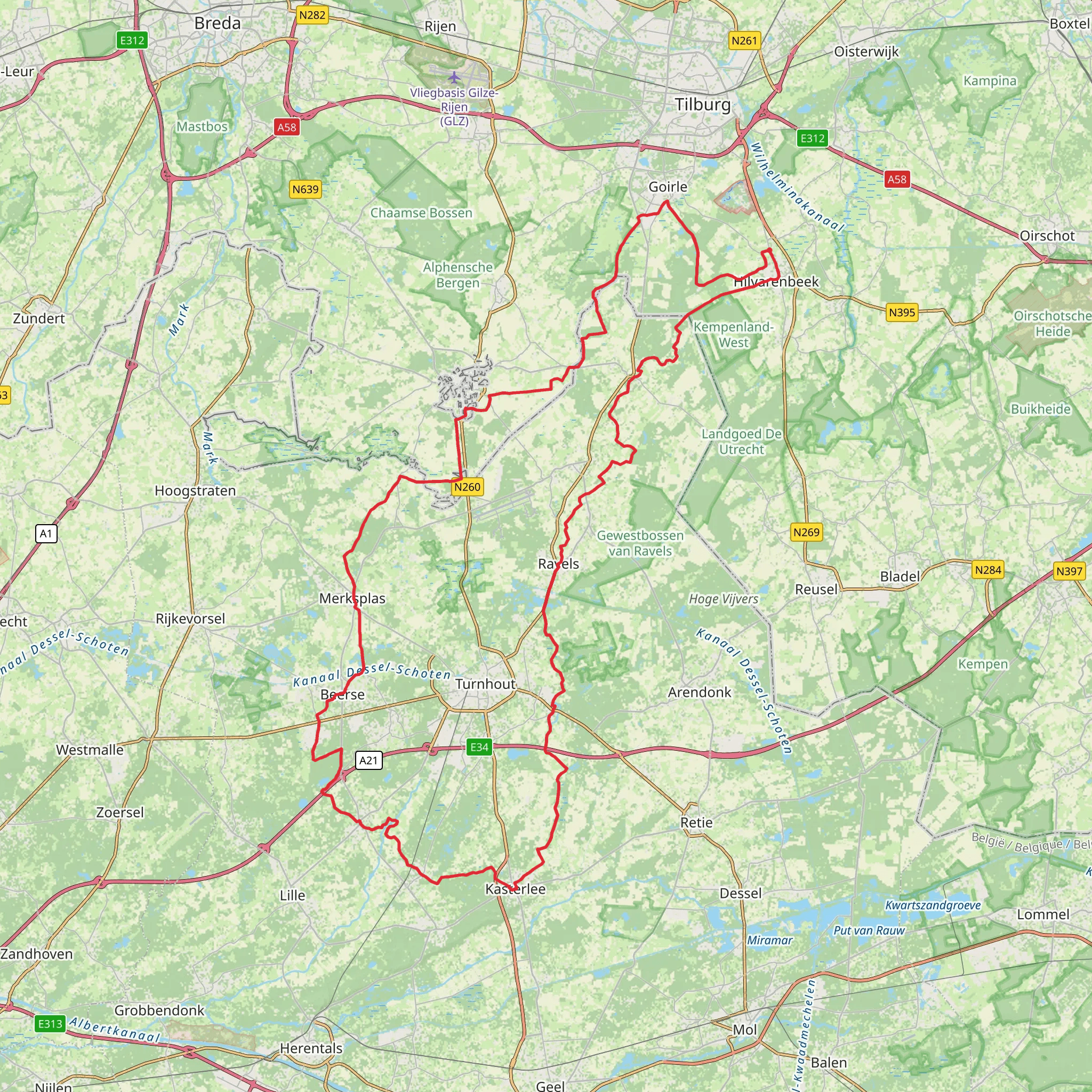 Gemeentebossen, De Huffelen and Roovert Loop mobile static map