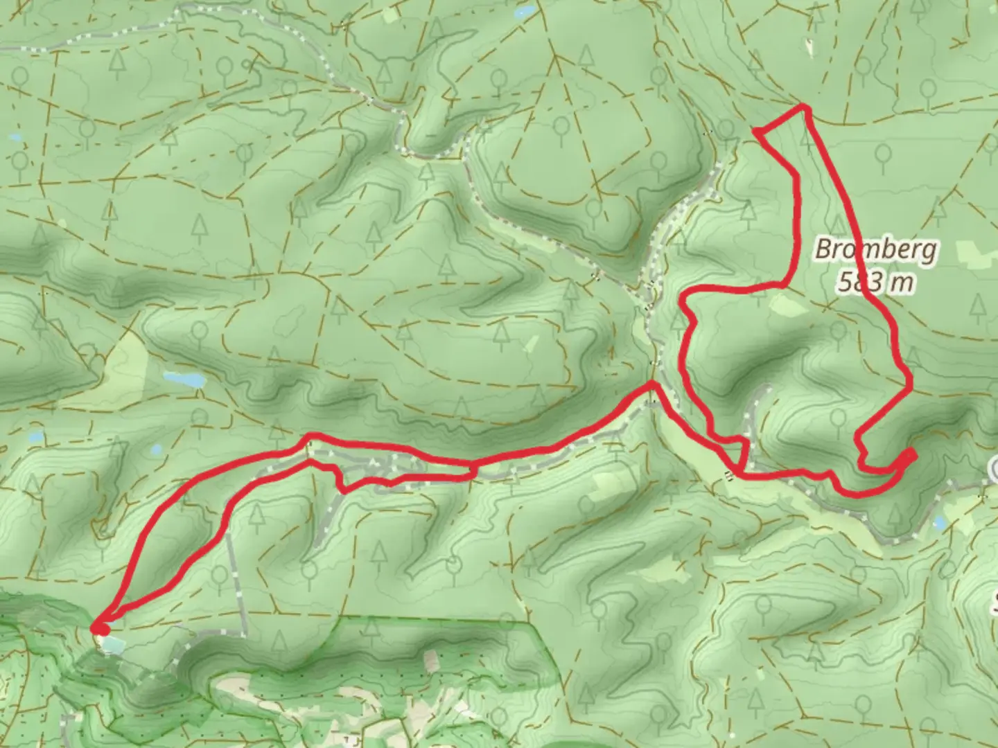 An image depicting the trail Bromberg and Falkenkopf Loop and its surrounding area.