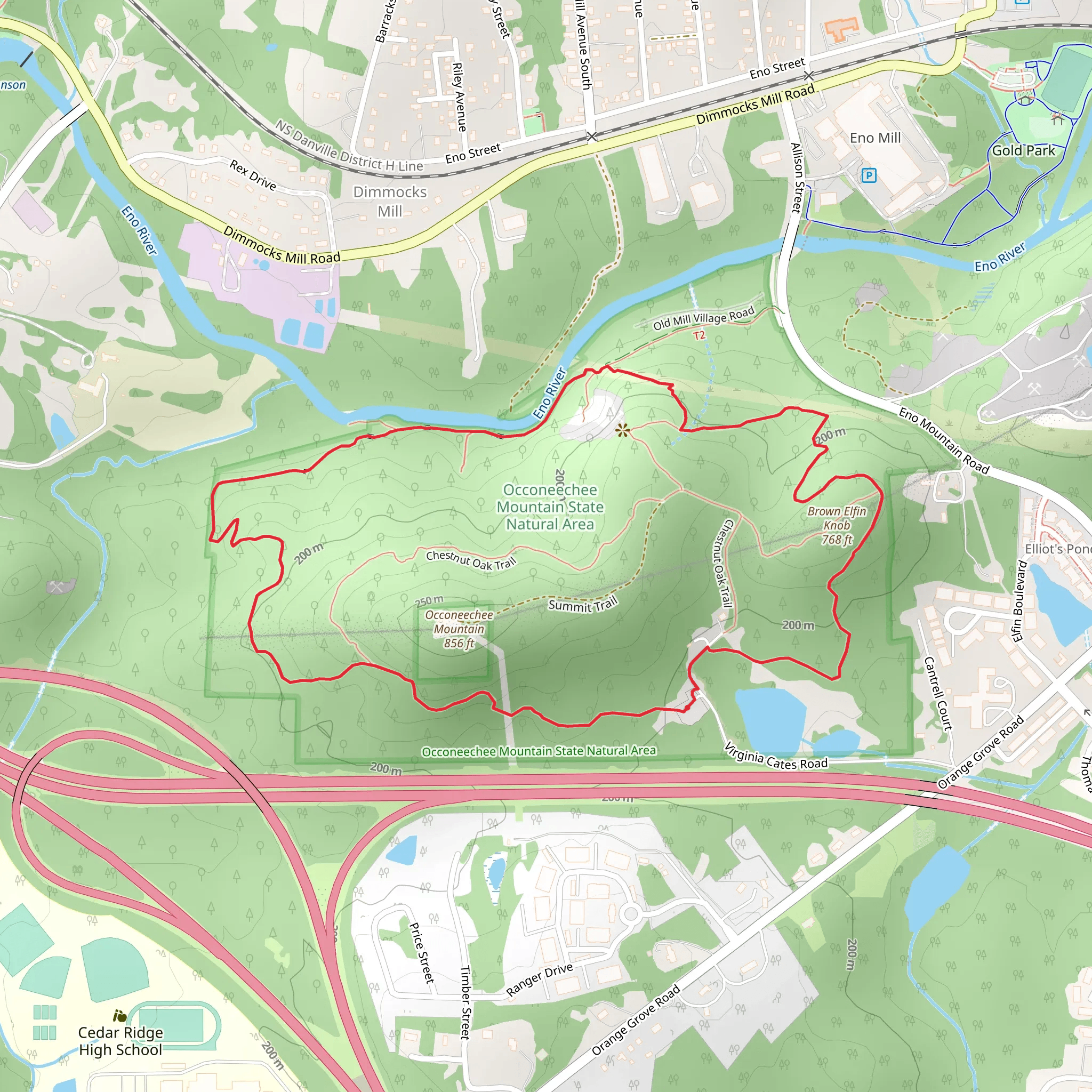 Occoneechee Mountain Loop Trail mobile static map