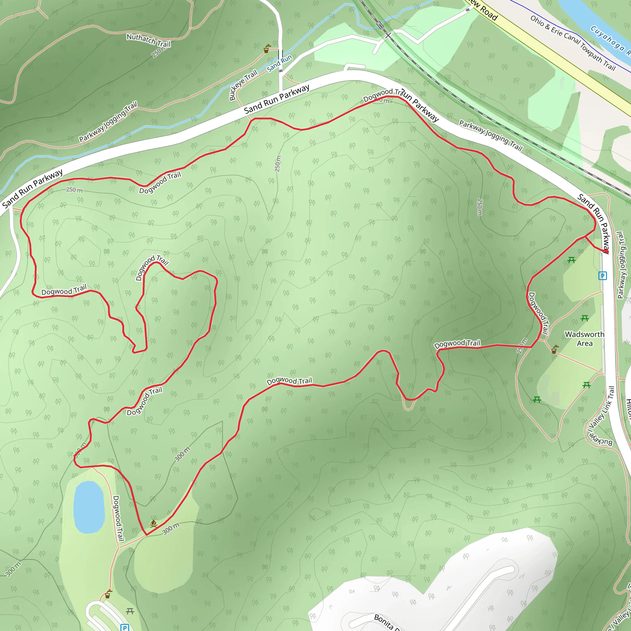 Sand Run Metro Park - Dogwood Loop Trail mobile static map