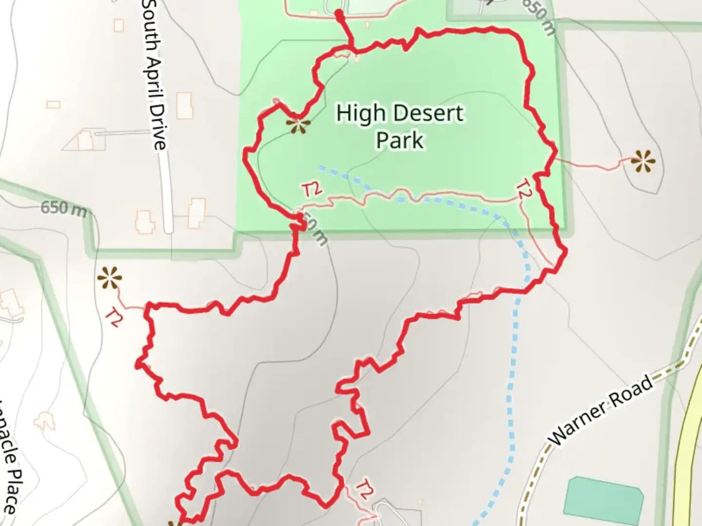 An image depicting the trail High Desert Park South Loop and its surrounding area.