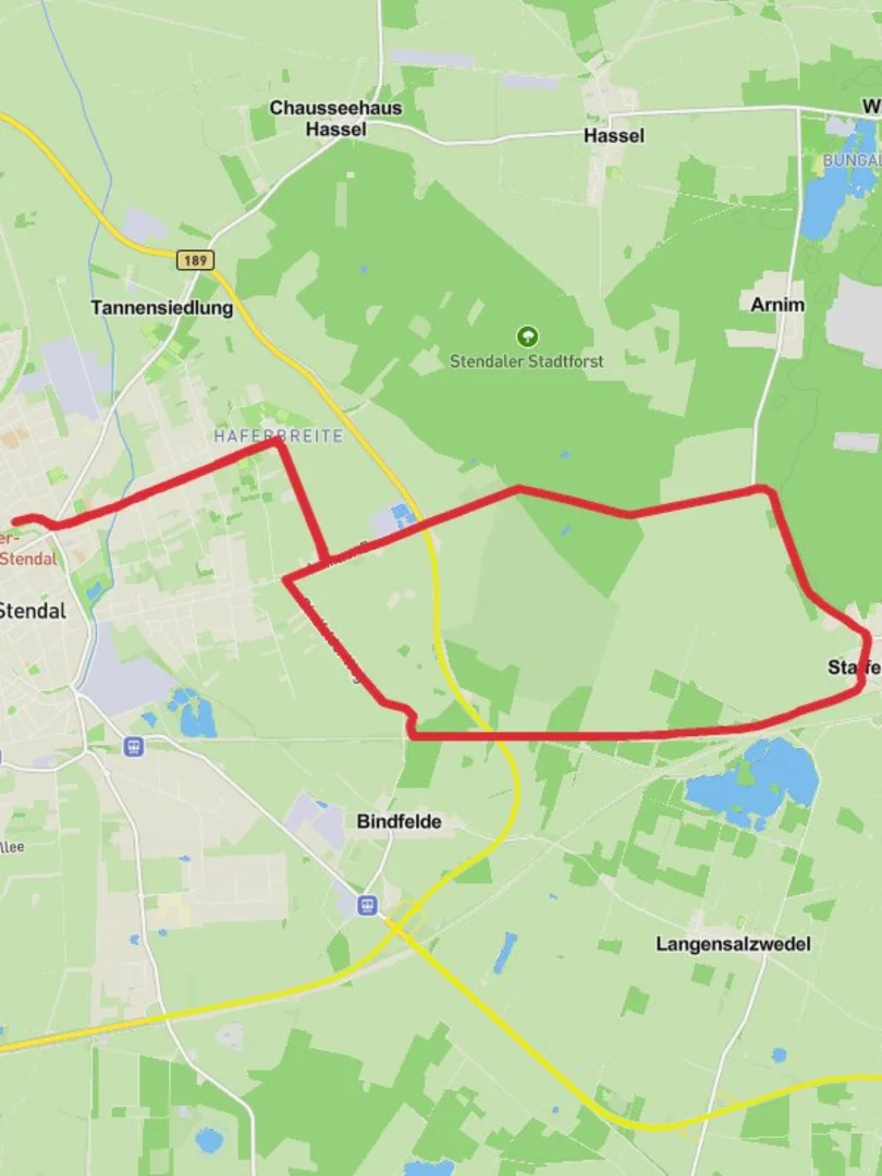 An image depicting the trail Stendal to Staffelde Loop and its surrounding area.