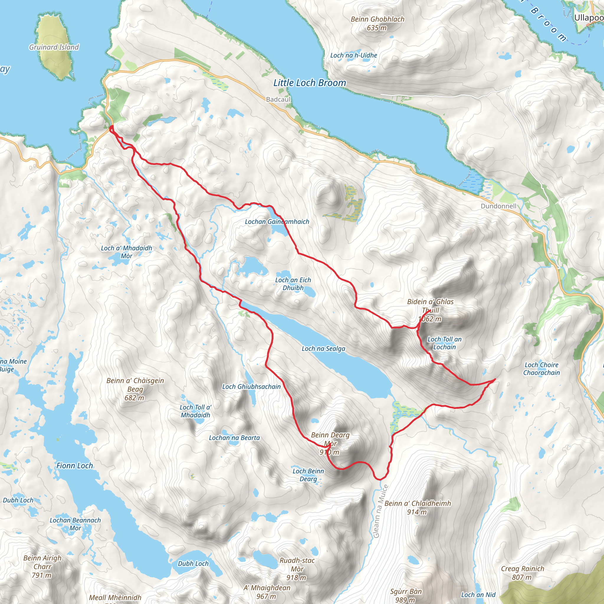 An Teallach and Beinn Dearg Mòr Loop mobile static map
