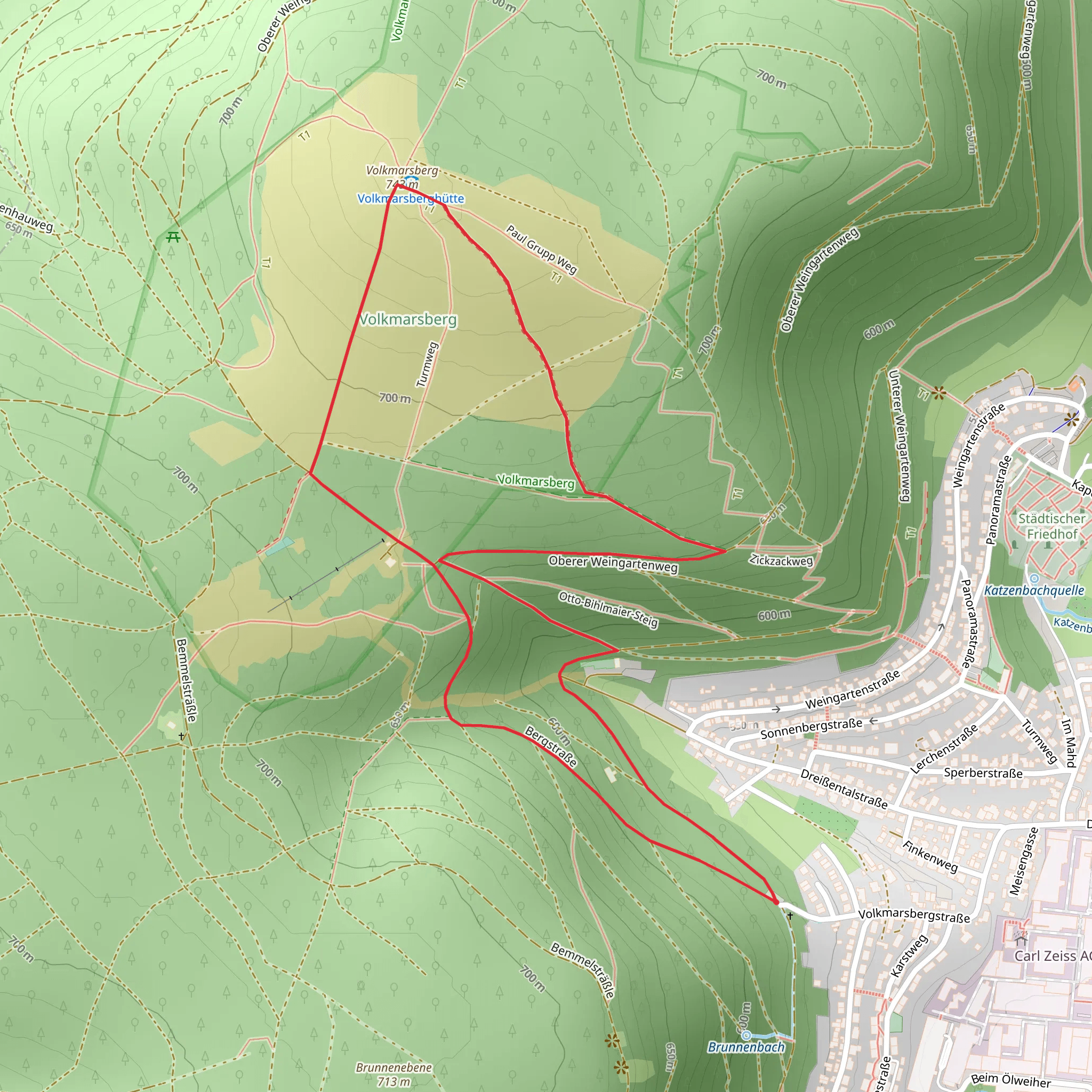 Volkmarsbergturm Loop via Teußenberg Oberkochen mobile static map