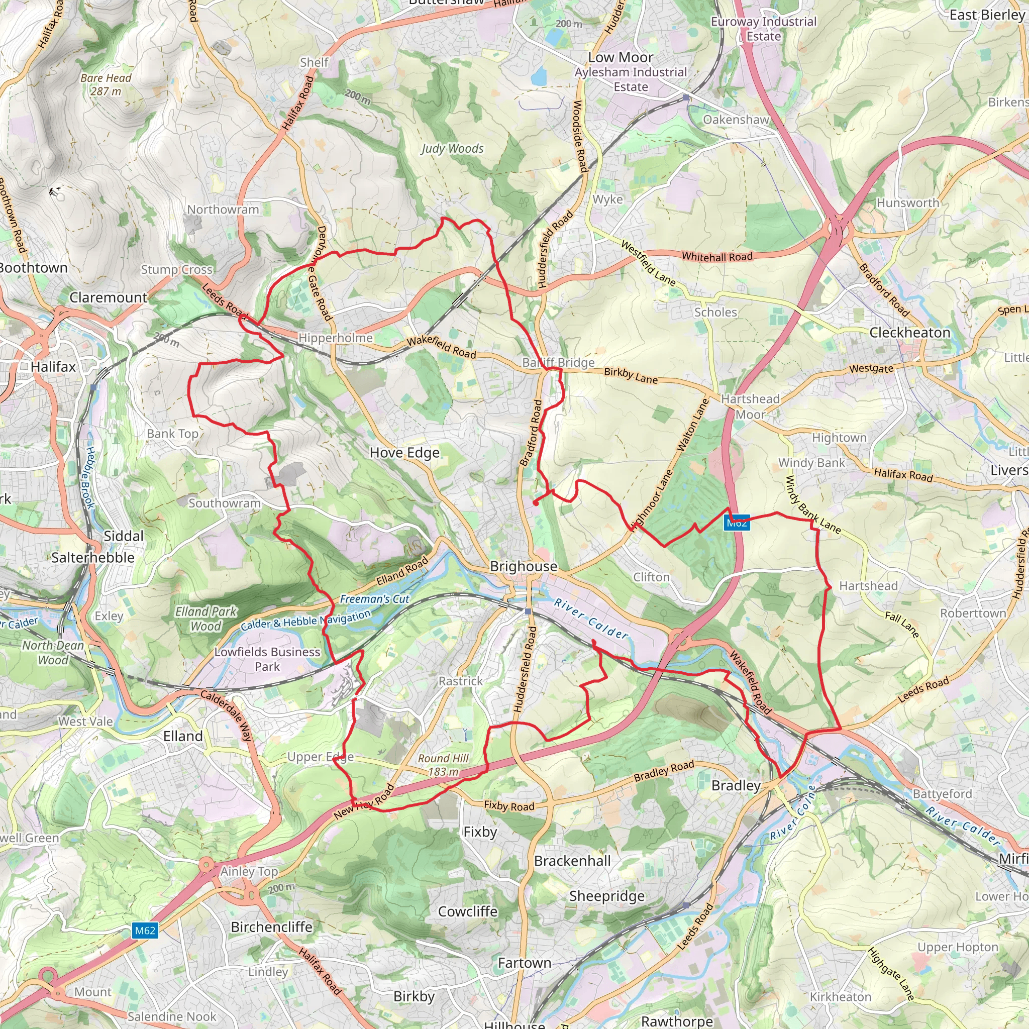 Brighouse Boundary Walk mobile static map