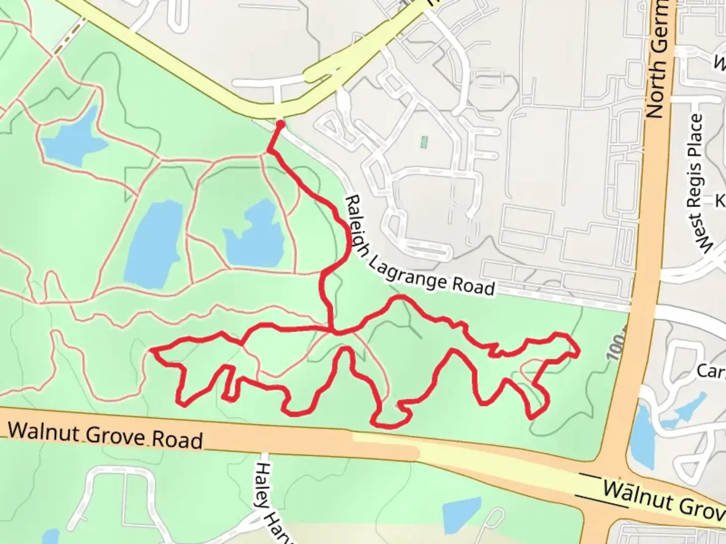 An image depicting the trail Tour de Wolf - Shelby Farms Park and its surrounding area.