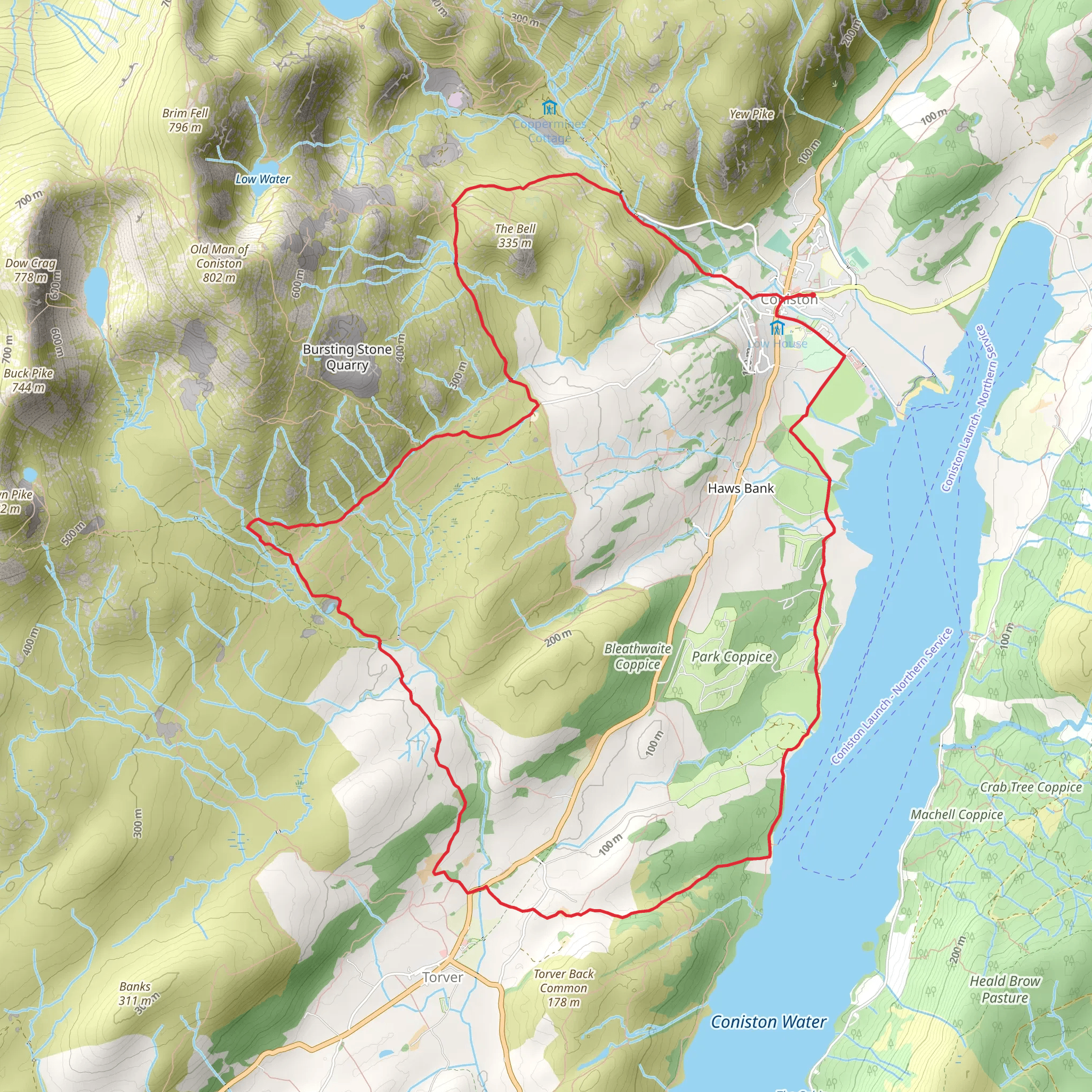 Coniston Water, Big Hill and The Bell Loop mobile static map