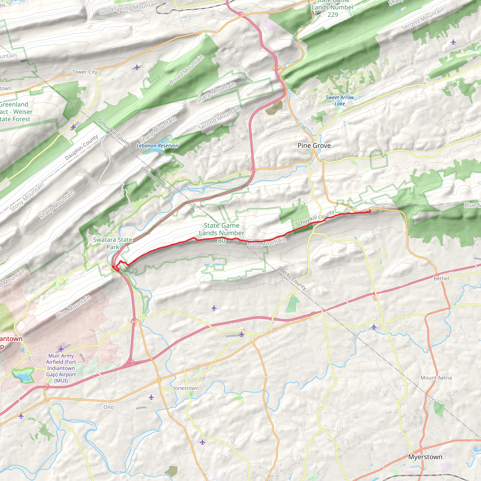 Schuylkill Mountain Ridge Trail mobile static map