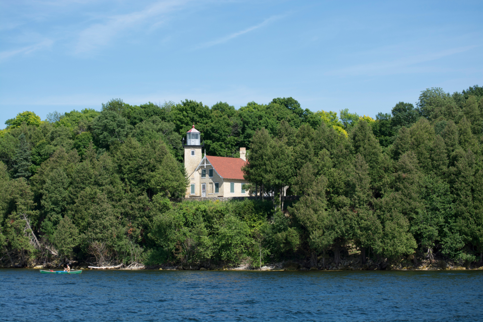 An image depicting the trail Nicolet Bay Beach and Eagle Bluff Lighthouse Loop and its surrounding area.