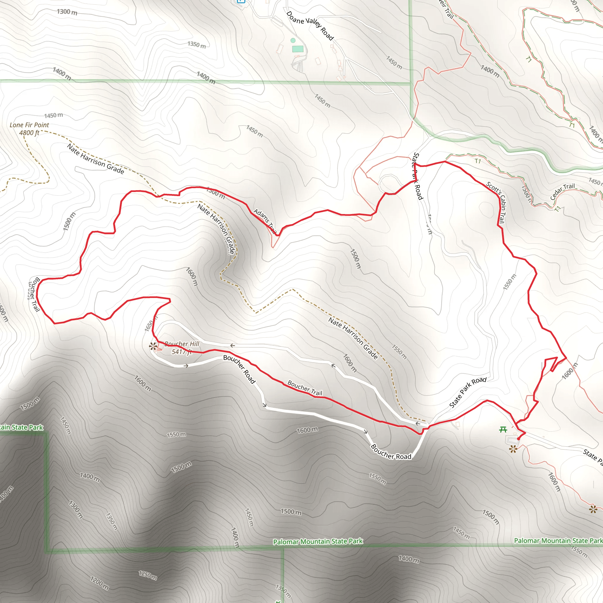 Boucher Hill Loop Trail mobile static map