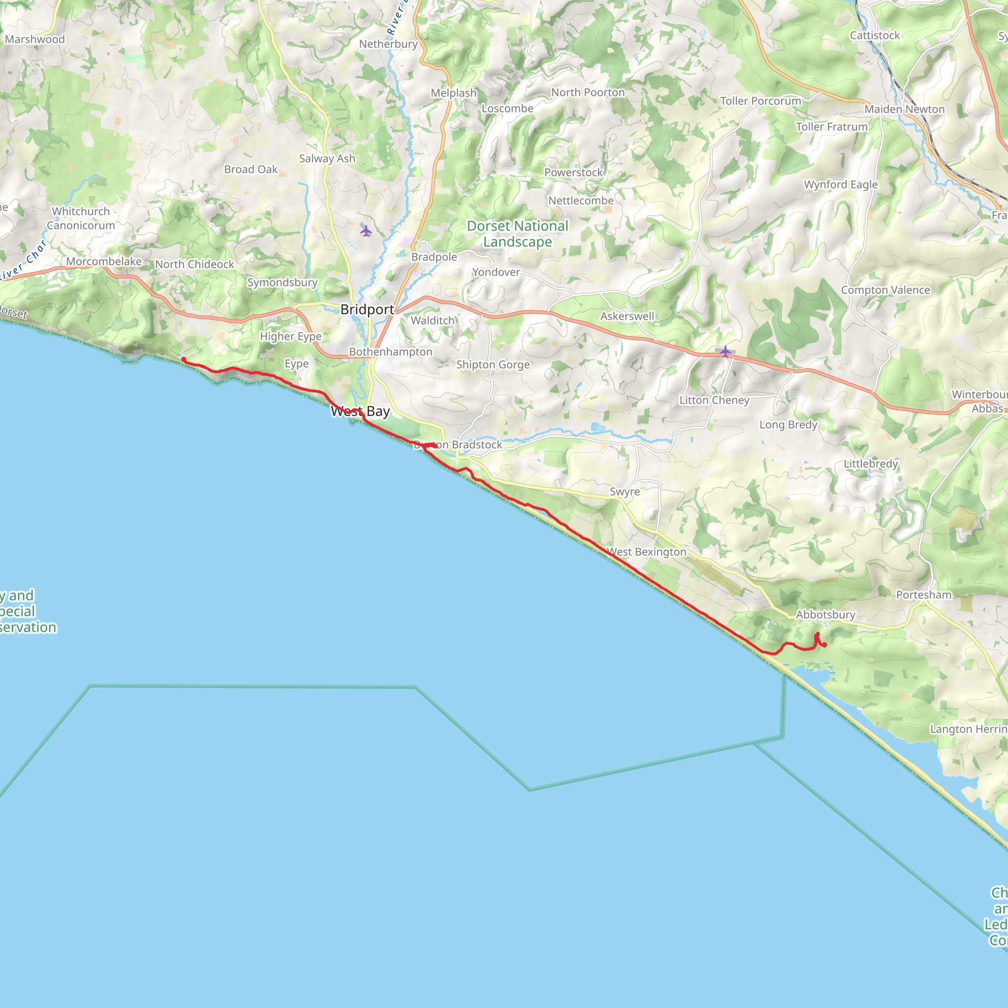 Seatown to Abbotsbury Walk mobile static map