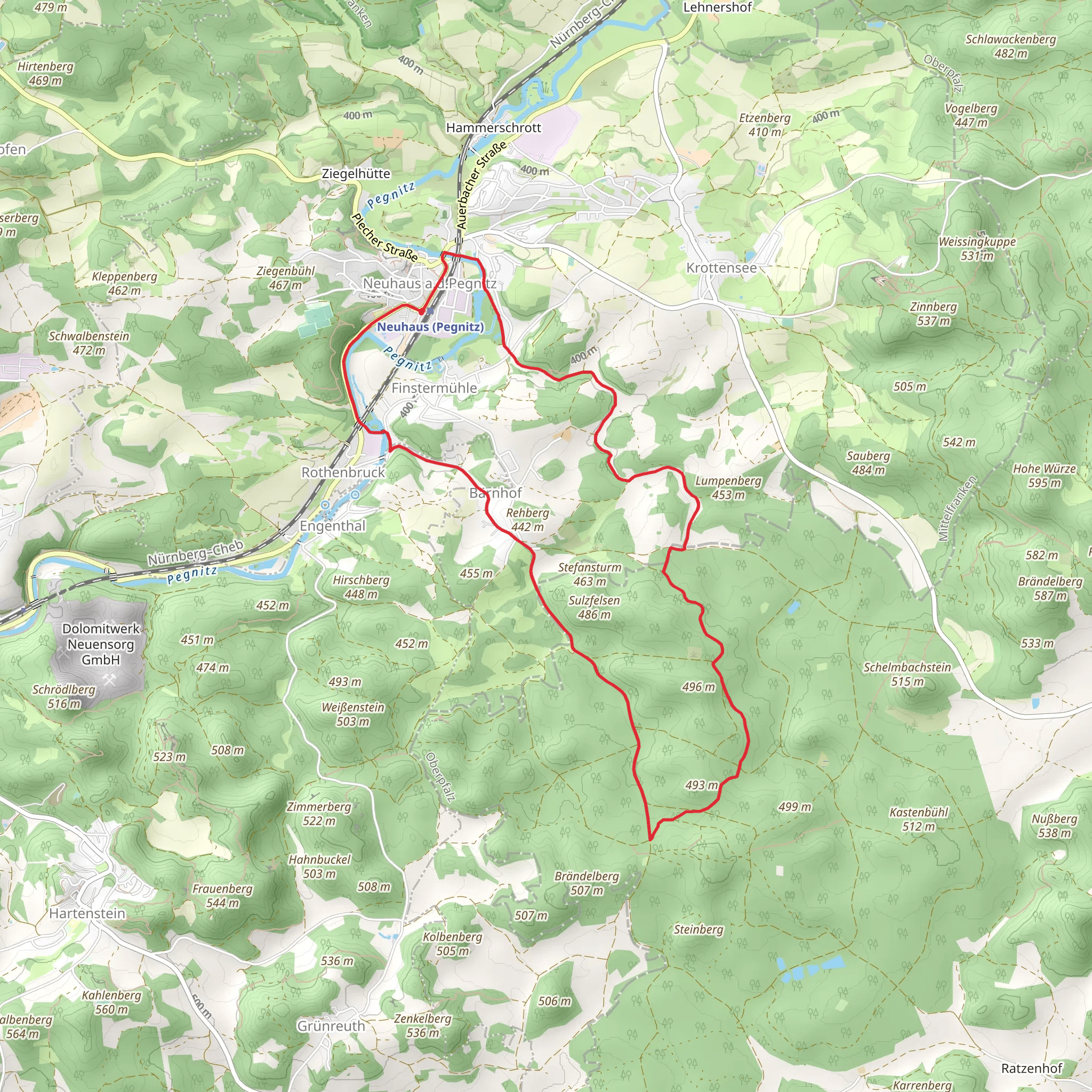 Pegnitz Loop via Neuhaus Rundwanderweg mobile static map
