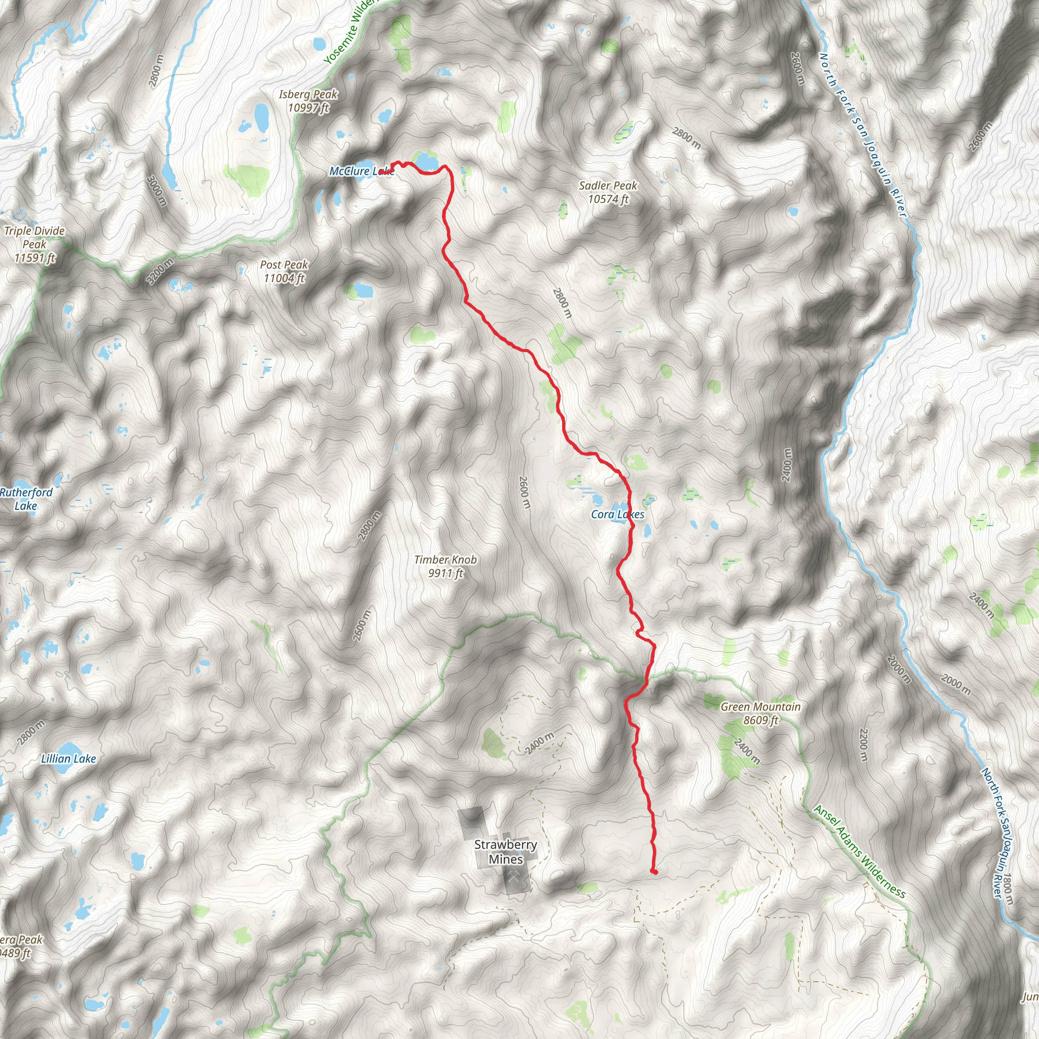 Mcclure Lake and Sadler Lake via Isberg Trail mobile static map