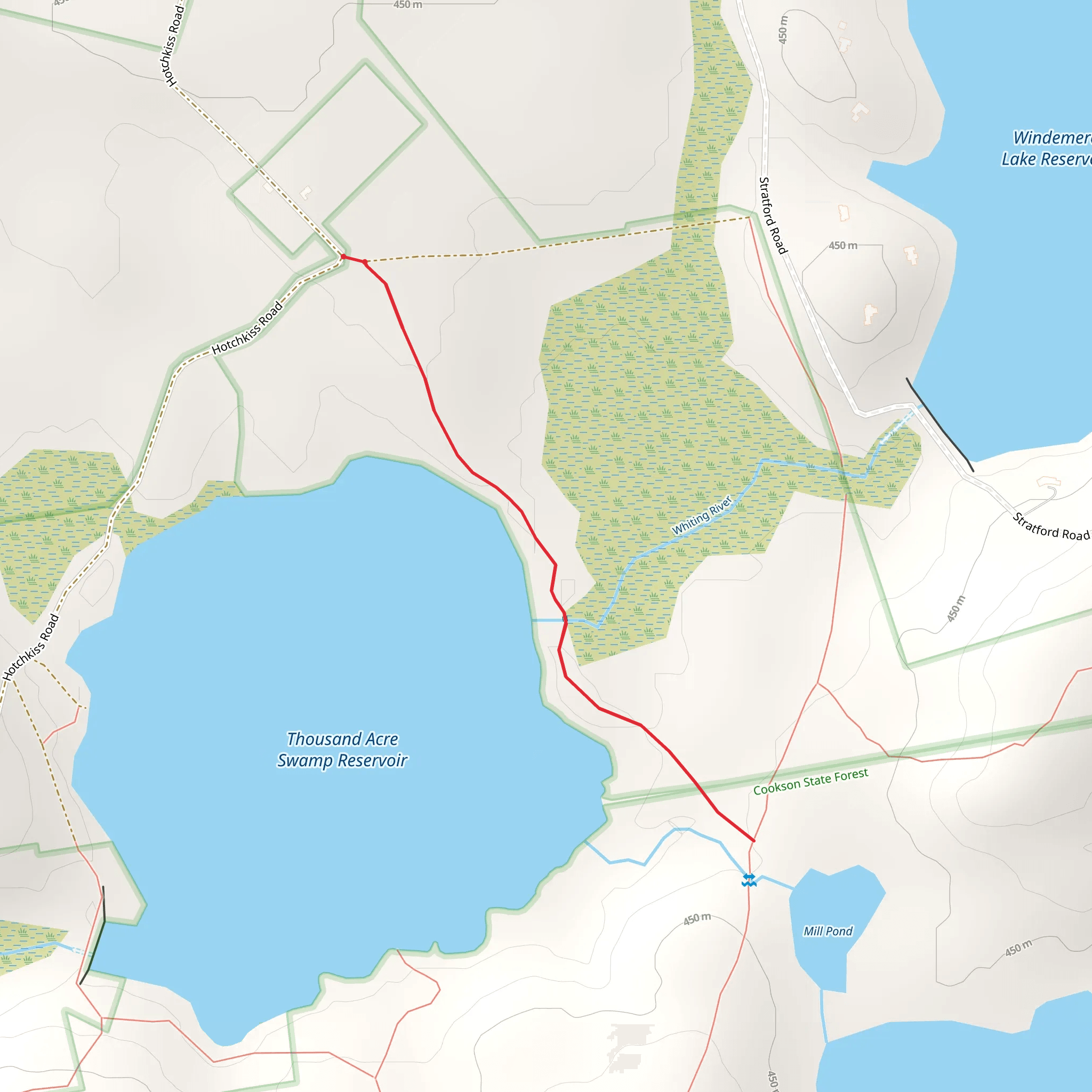 Thousand Acre Swamp Reservoir and Mill Pond mobile static map