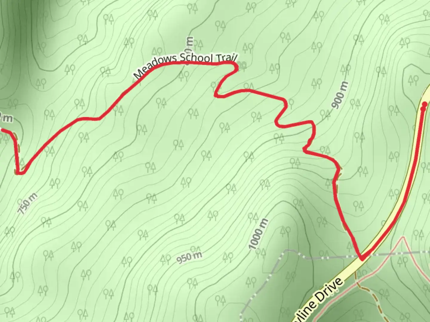 An image depicting the trail Meadows School Trail and its surrounding area.