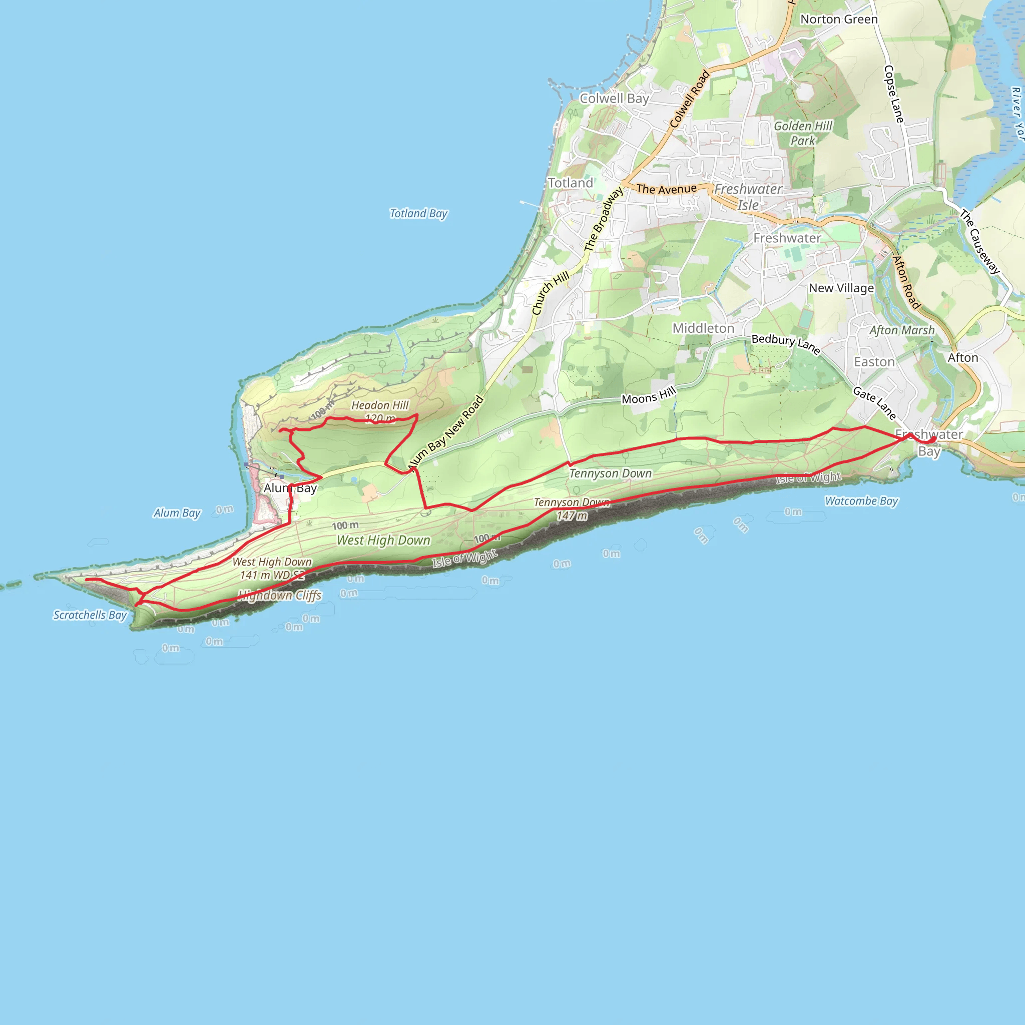 Tennyson Down and Alum Bay via Isle of Wight Coastal Path mobile static map
