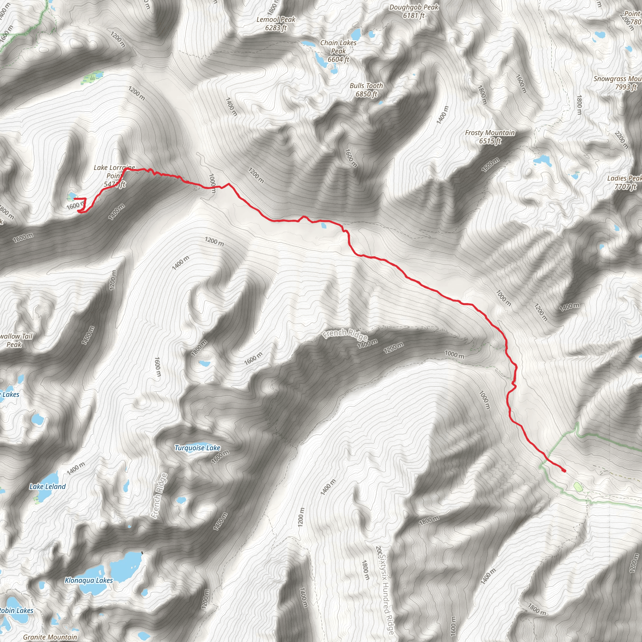 Lorraine Ridge Trail via Icicle Creek Trail mobile static map