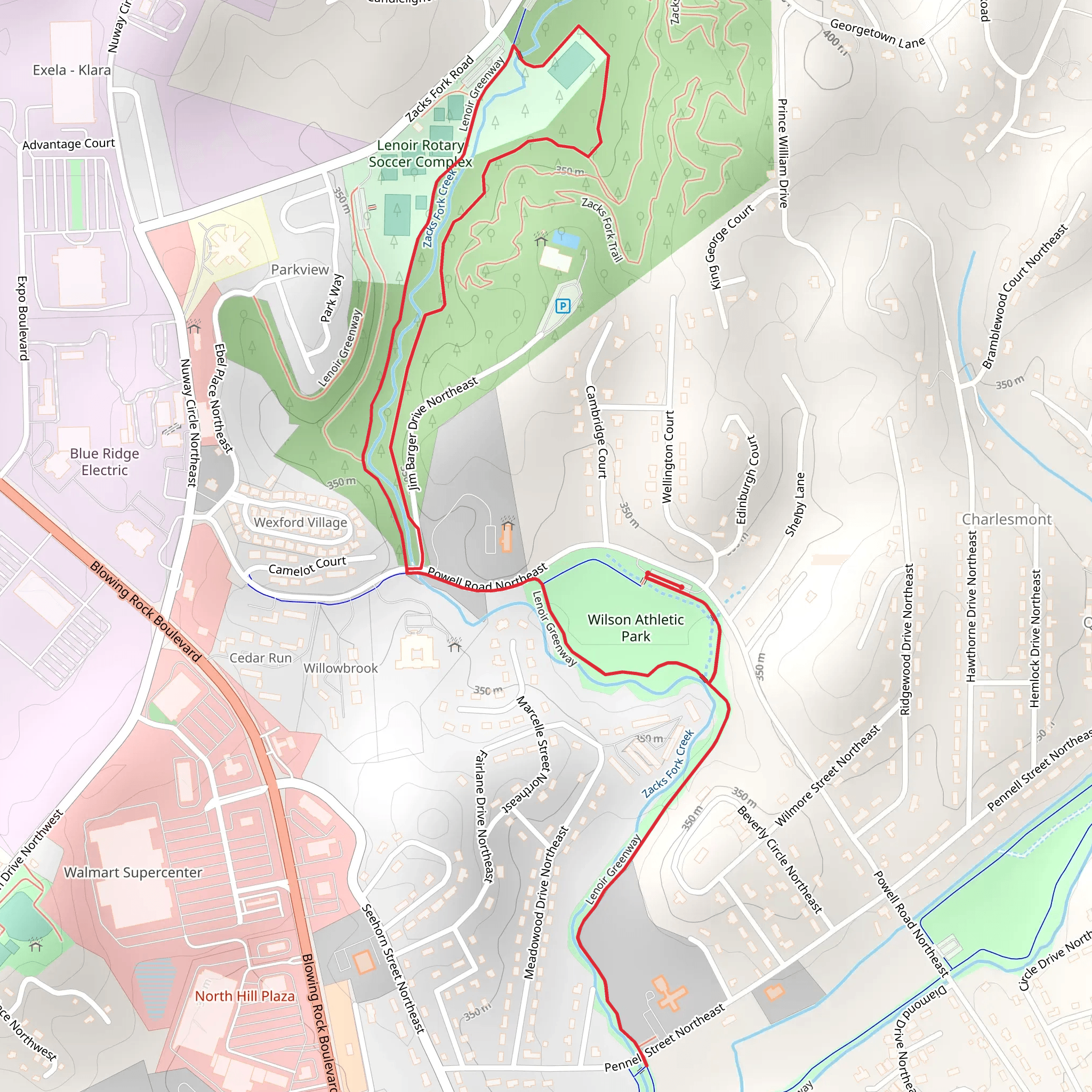 Lenoir Greenway Loop mobile static map