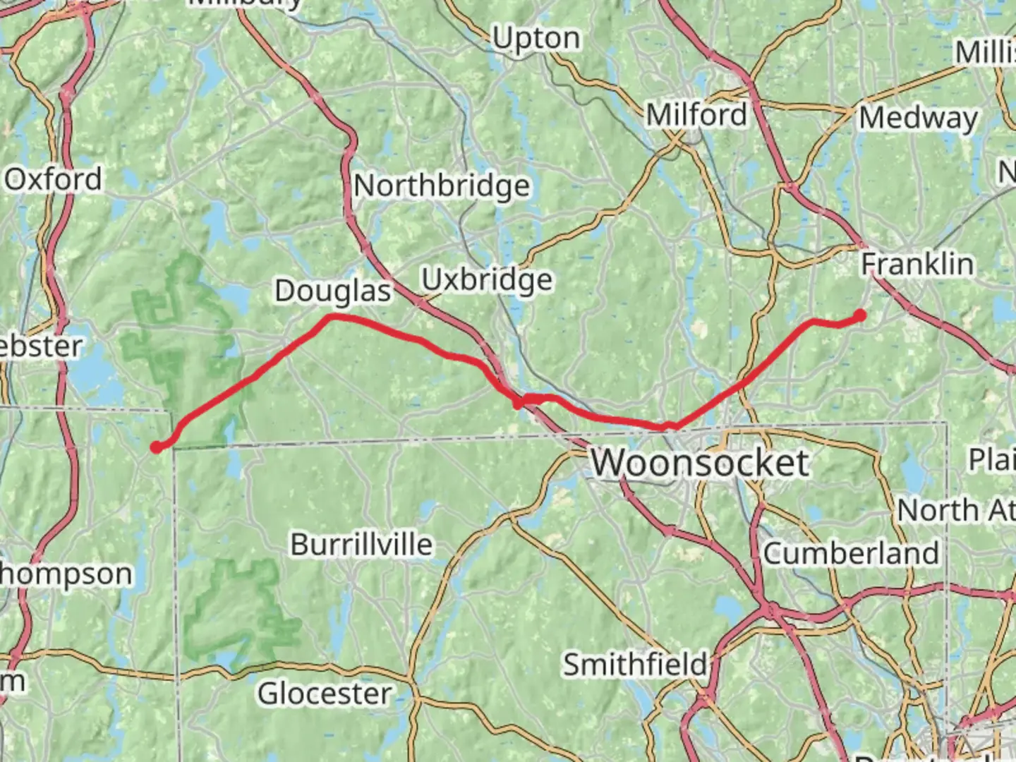 An image depicting the trail Southern New England Trunkline Trail and its surrounding area.