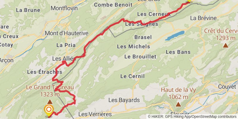 GR 509 - GTJ la Grande Traversée du Jura stage 8 Map