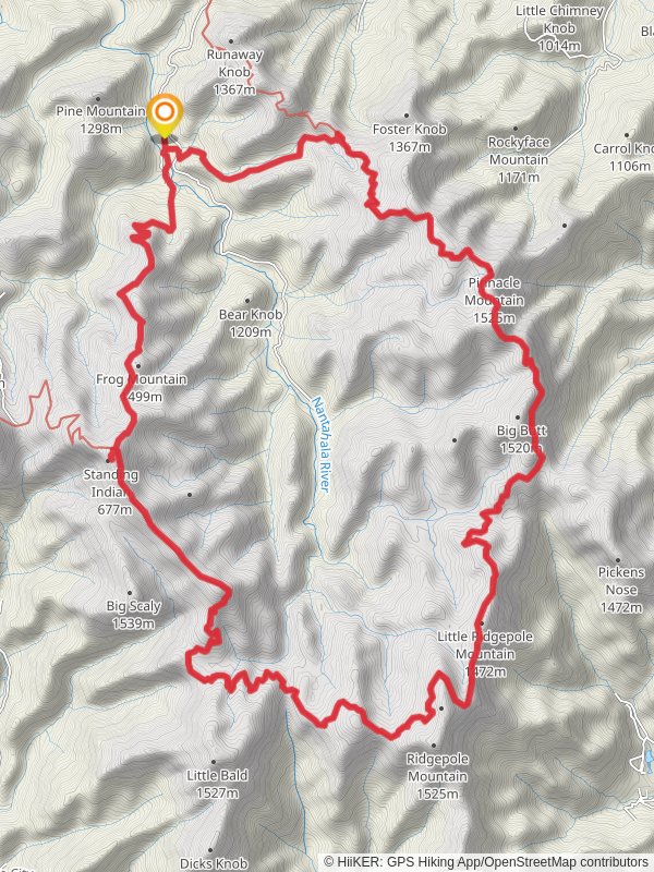 Standing Indian, Beech Gap, Pinnacle Mountain and Glassmine Gap Loop