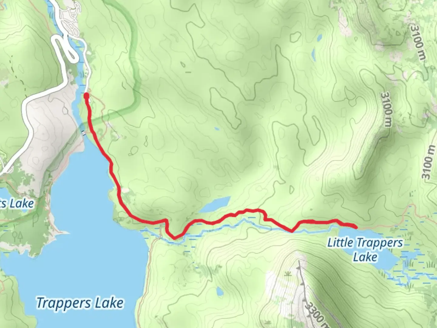 An image depicting the trail Carhart Trail and Little Trappers Lake Trail and its surrounding area.