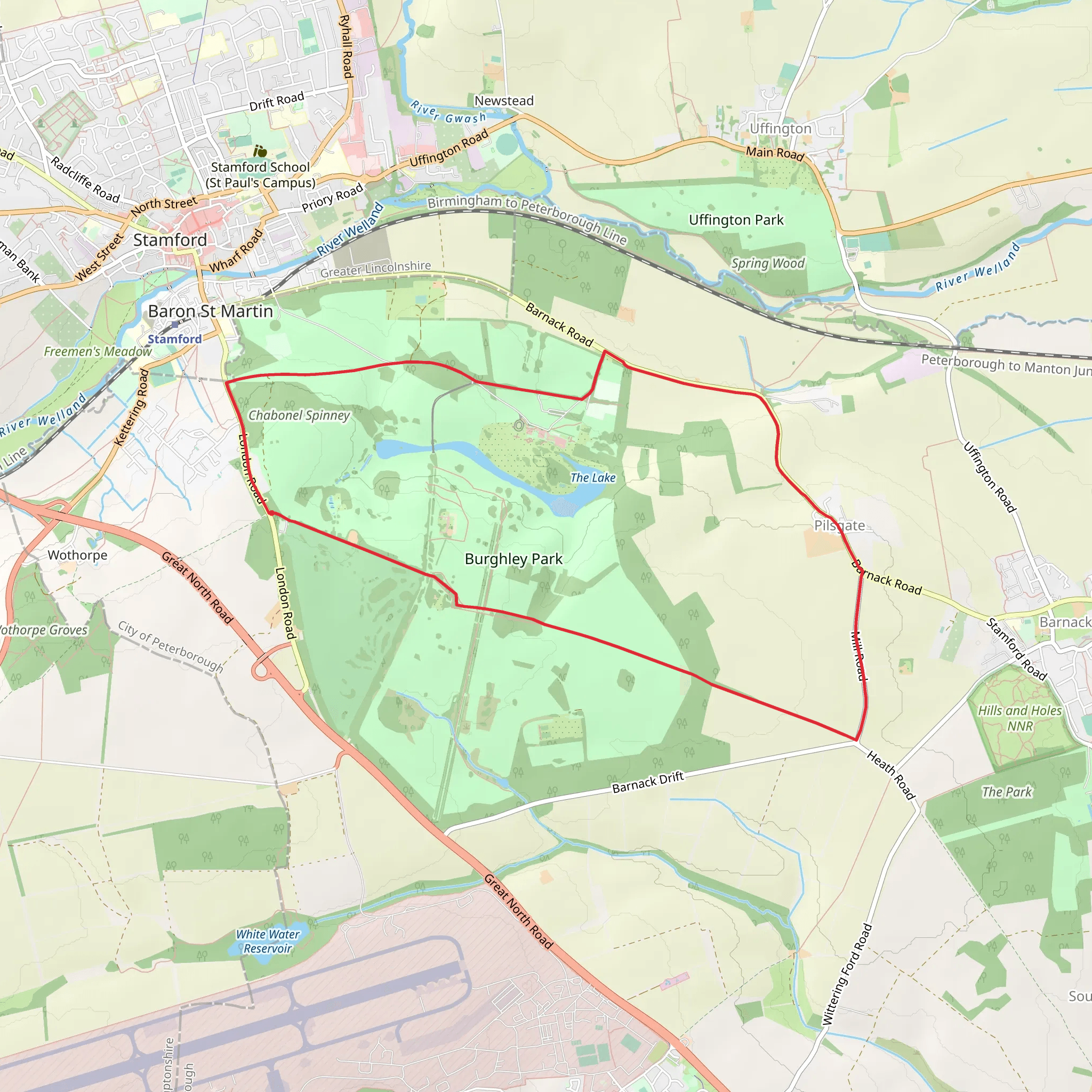 Burghley Park Northern Loop mobile static map