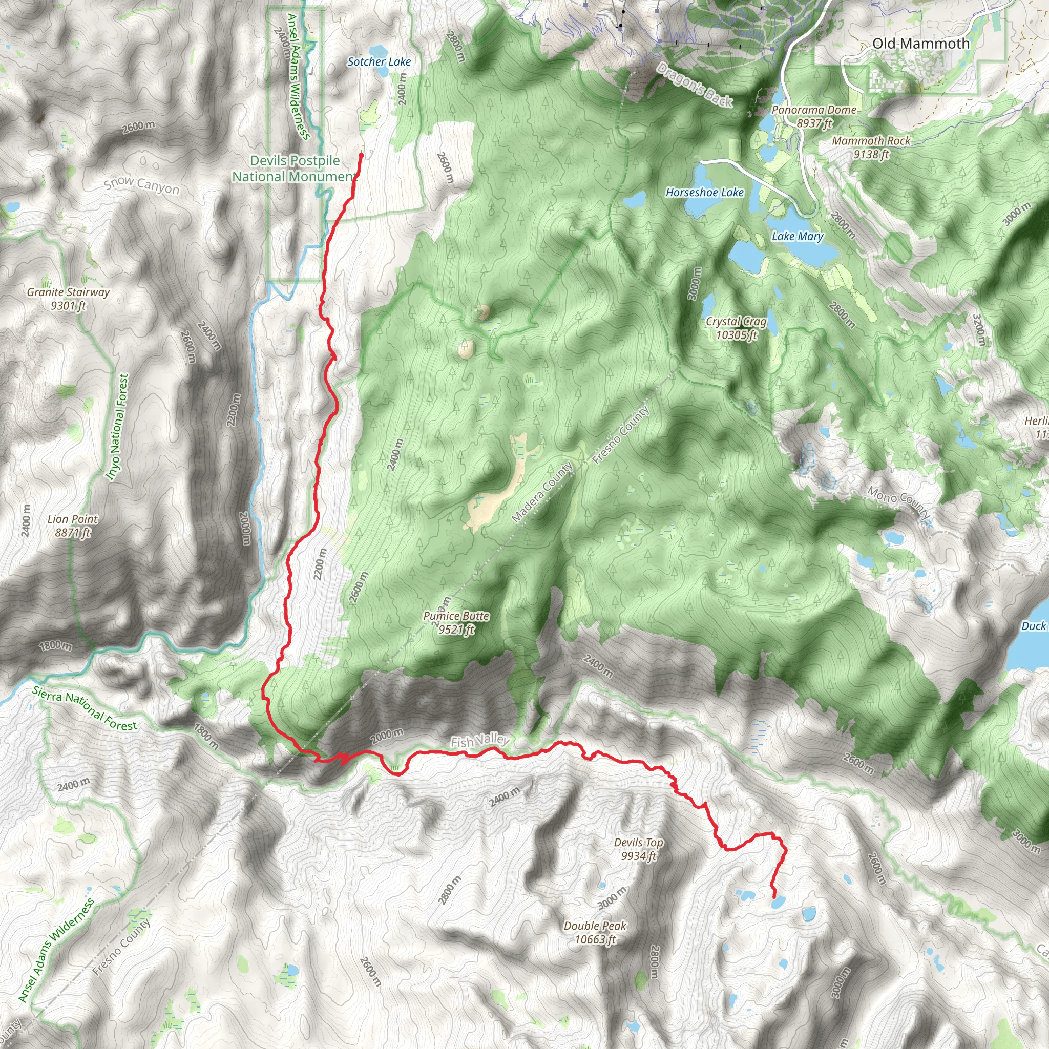 Lost Keys Lake via Fish Creek Trail mobile static map