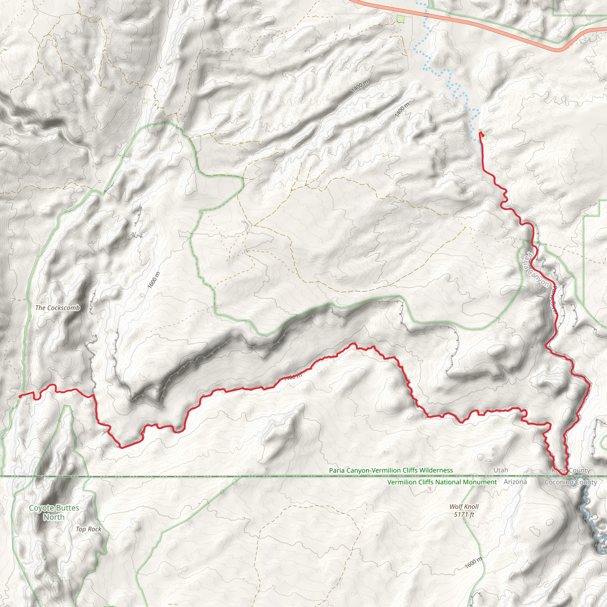 Buckskin Gulch and Paria River mobile static map