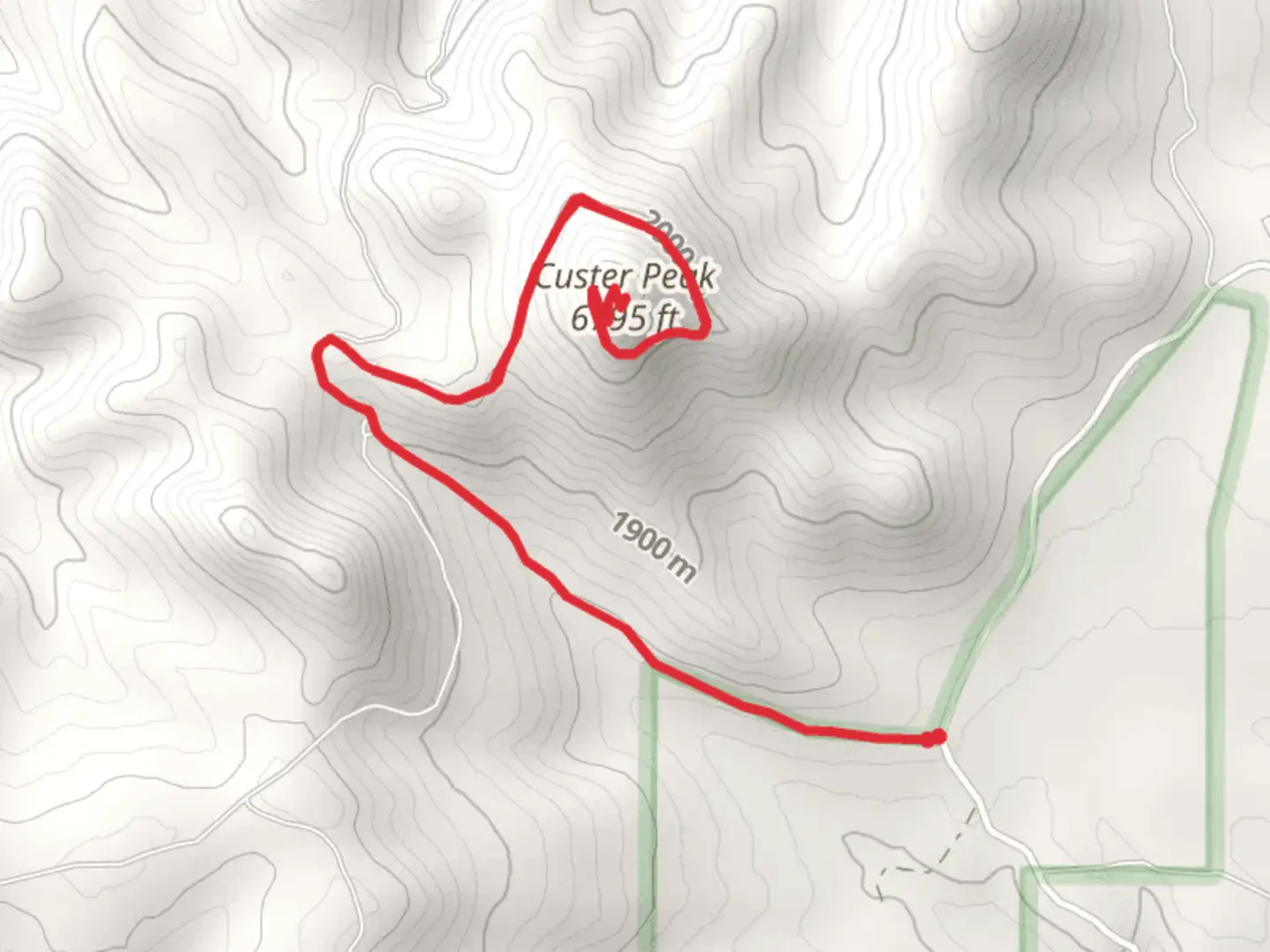 An image depicting the trail Custer Peak and its surrounding area.