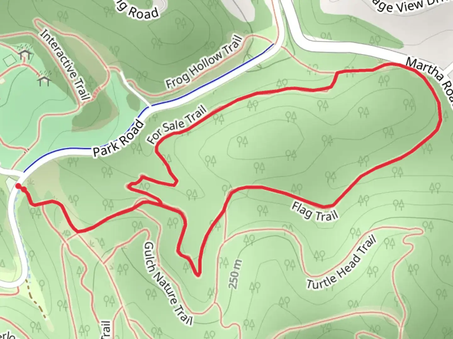 An image depicting the trail Flag Loop Trail and its surrounding area.