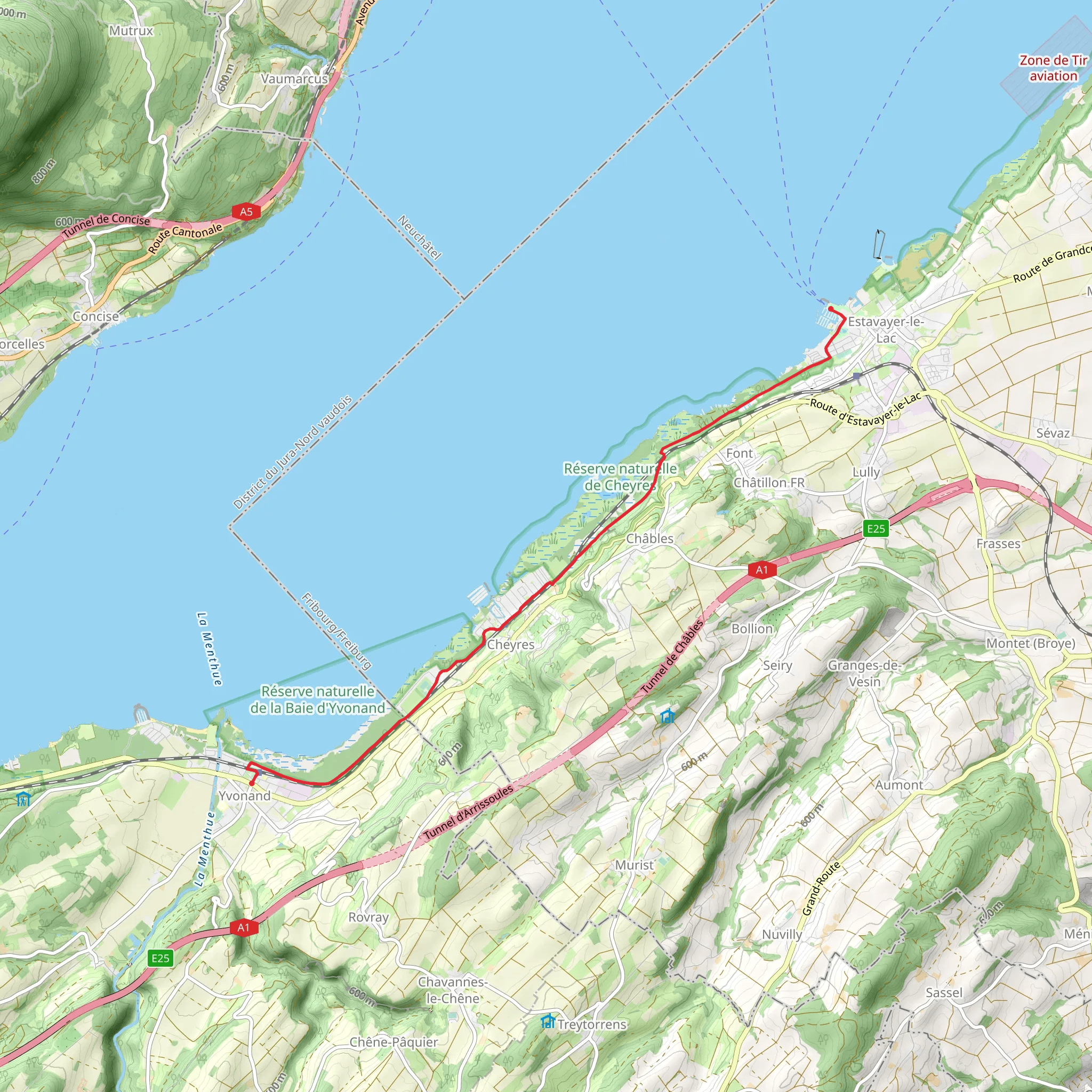 Yvonand - Lac de Neuchâtel Trail mobile static map